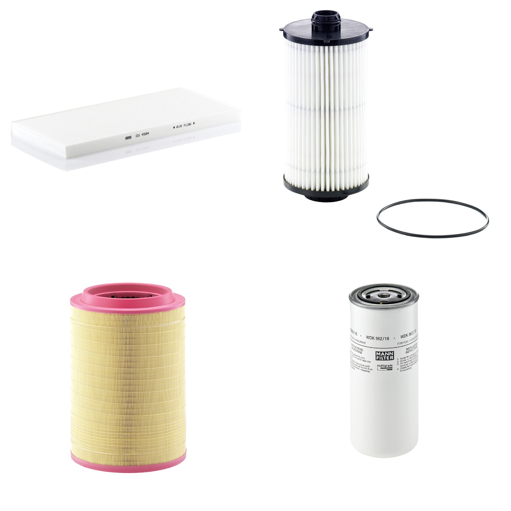 Kit Filtros de Ar Combustível Cabine Ar Condicionado Óleo - Mann-Filter - C321420/2 - CU4594 - HU12008x - WDK962/16