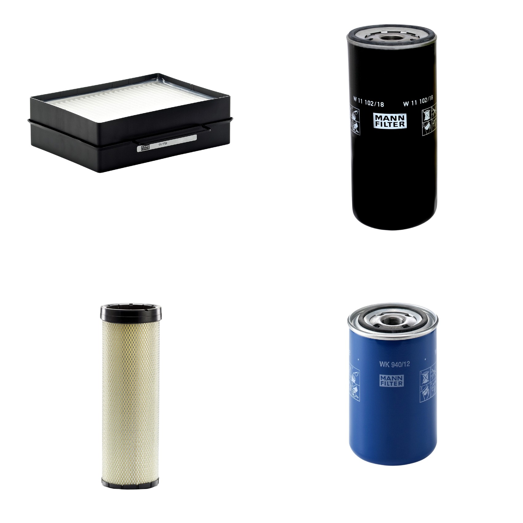 Kit Filtros de Ar Combustível Cabine Ar Condicionado Óleo - Mann-Filter - CF1720 - CU1722 - W11102/18 - WK940/12