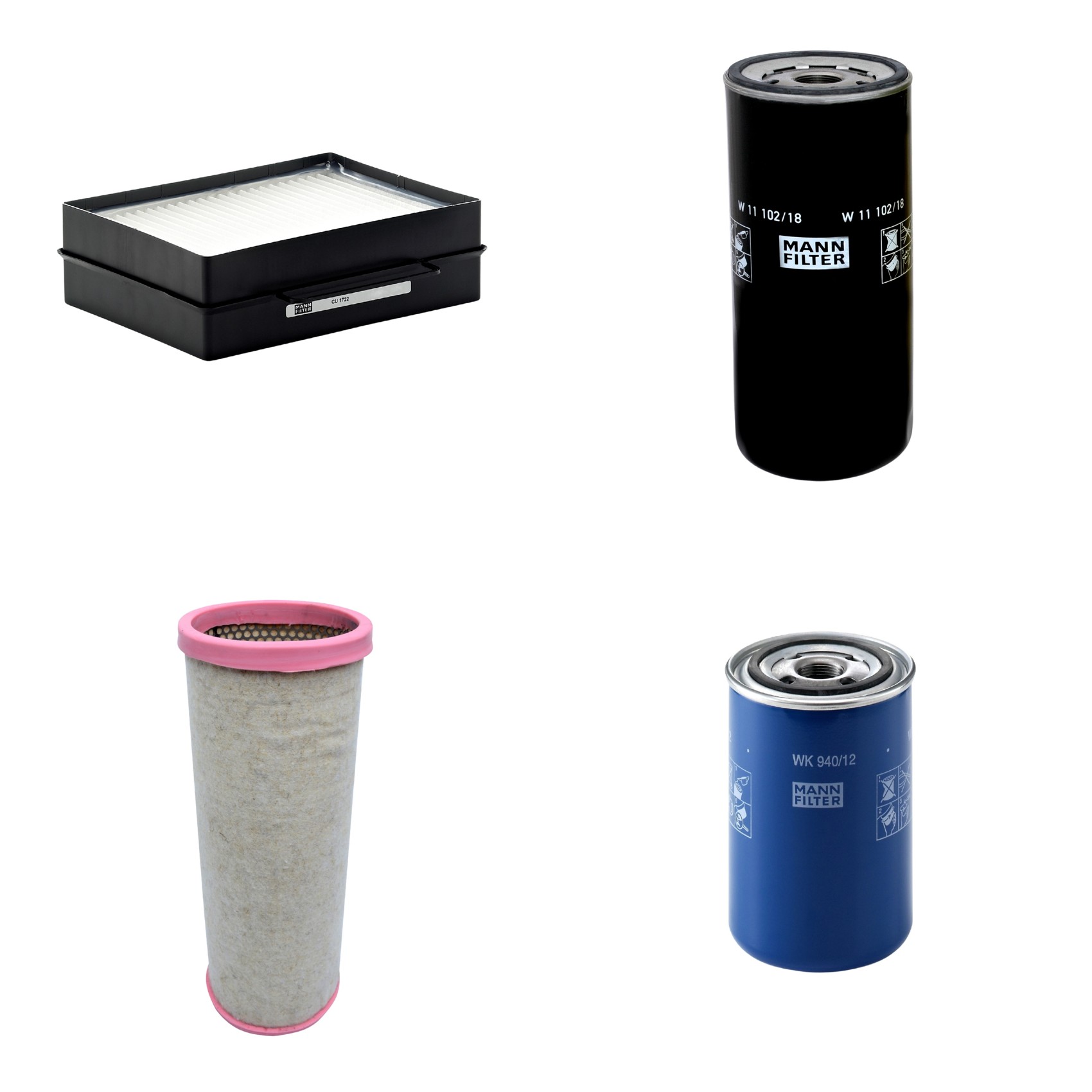 Kit Filtros de Ar Combustível Cabine Ar Condicionado Óleo - Mann-Filter - CF1711 - CU1722 - W11102/18 - WK940/12