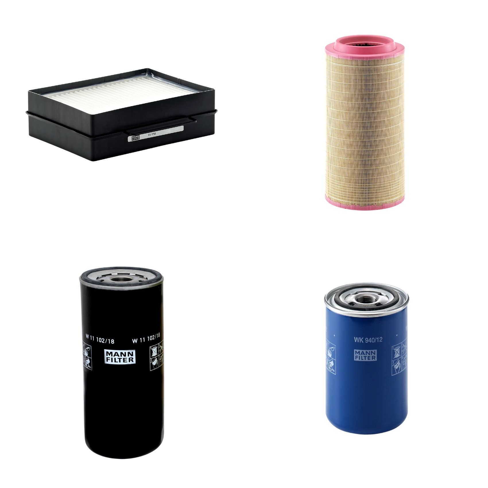 Kit Filtros de Ar Combustível Cabine Ar Condicionado Óleo - Mann-Filter - C271340 - CU1722 - W11102/18 - WK940/12