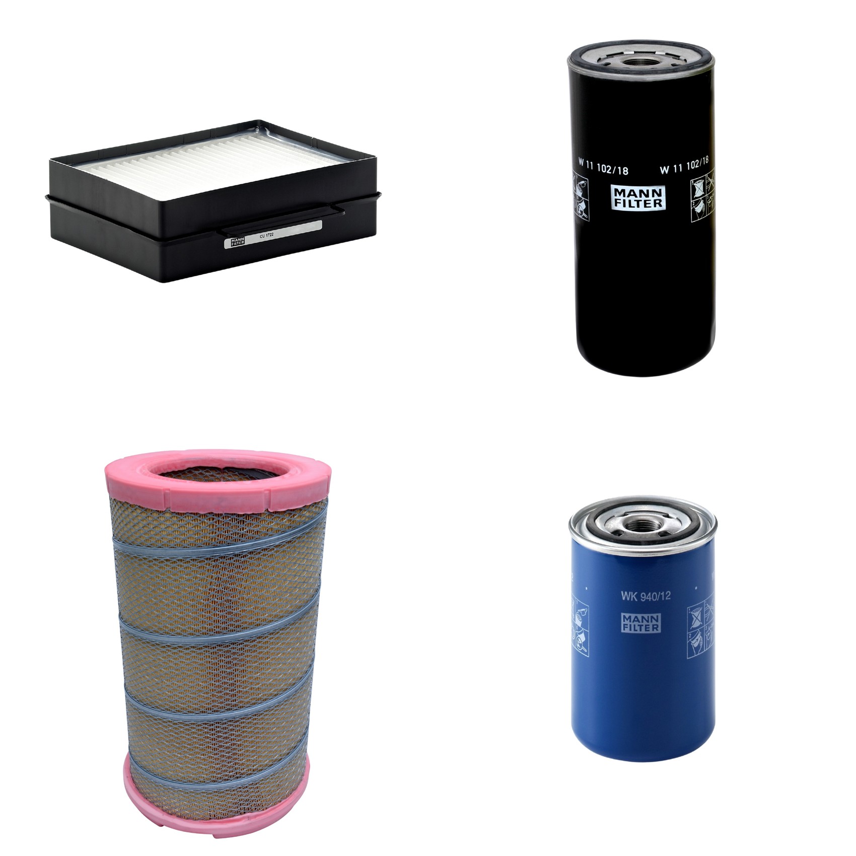 Kit Filtros de Ar Combustível Cabine Ar Condicionado Óleo - Mann-Filter - C301622 - CU1722 - W11102/18 - WK940/12