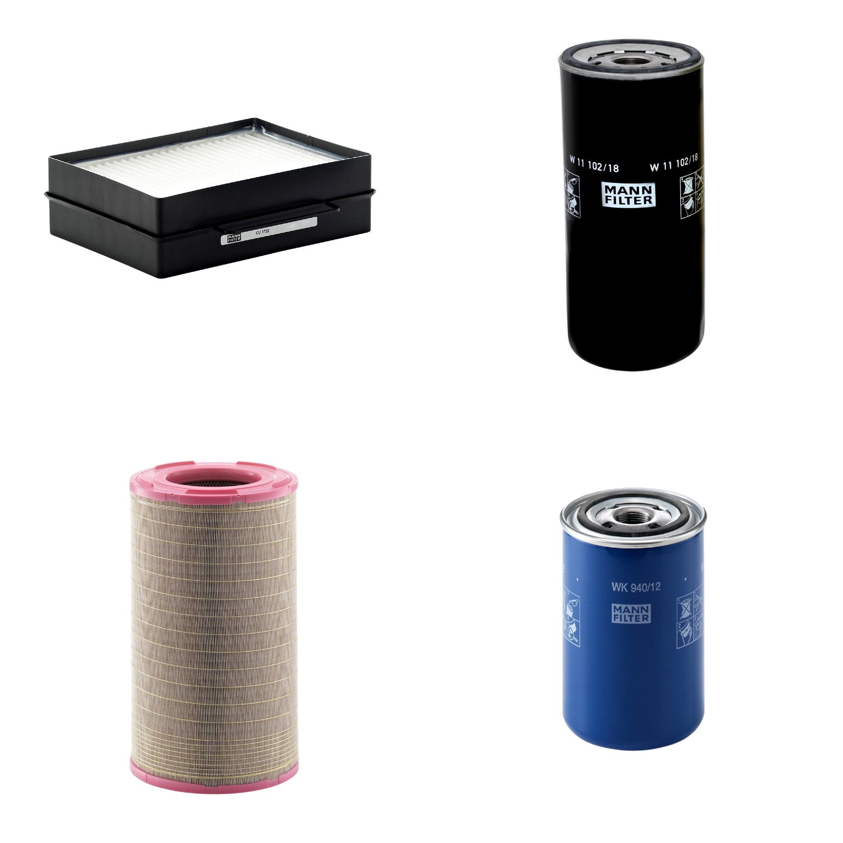 Kit Filtros de Ar Combustível Cabine Ar Condicionado Óleo - Mann-Filter - C301500 - CU1722 - W11102/18 - WK940/12