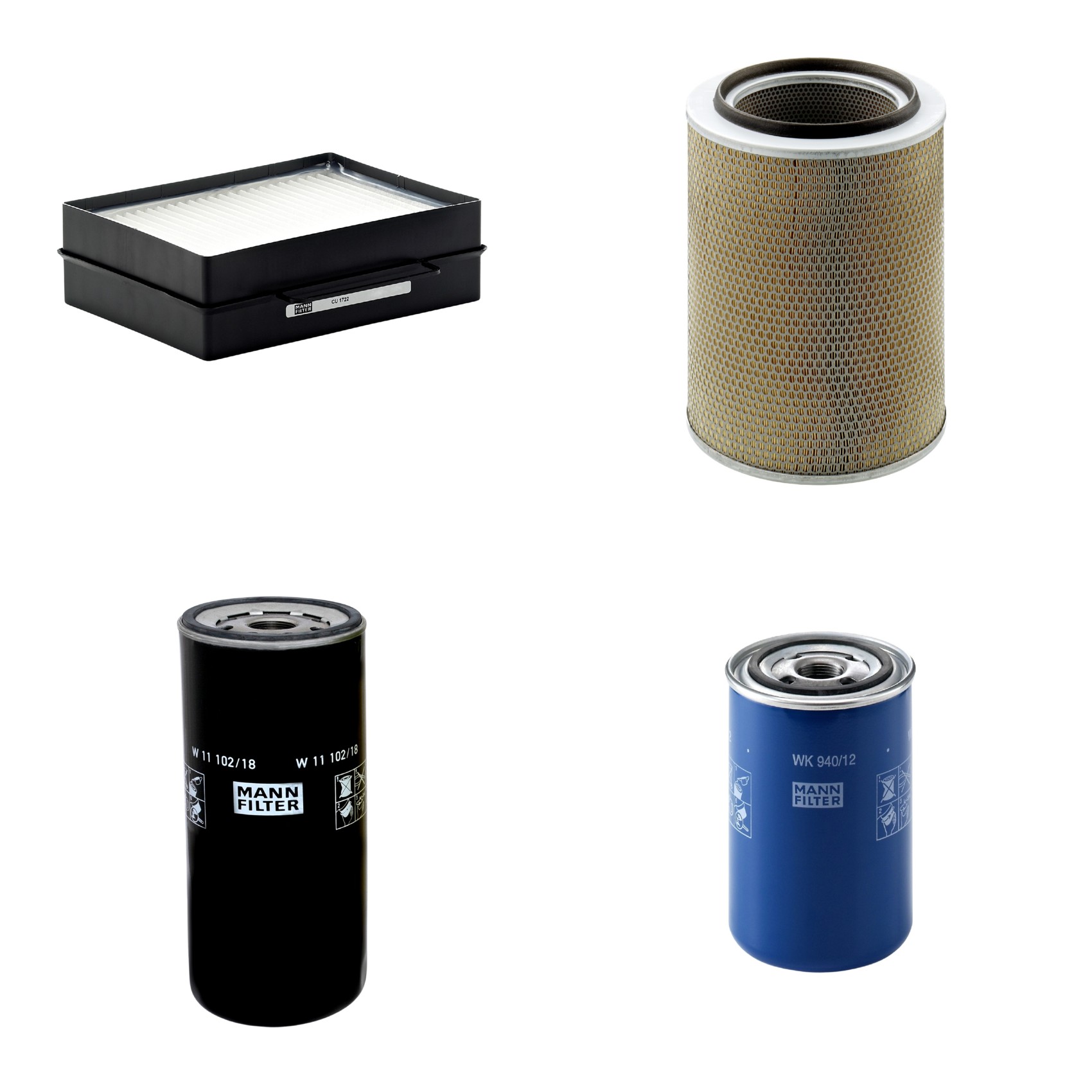 Kit Filtros de Ar Combustível Cabine Ar Condicionado Óleo - Mann-Filter - C30703 - CU1722 - W11102/18 - WK940/12