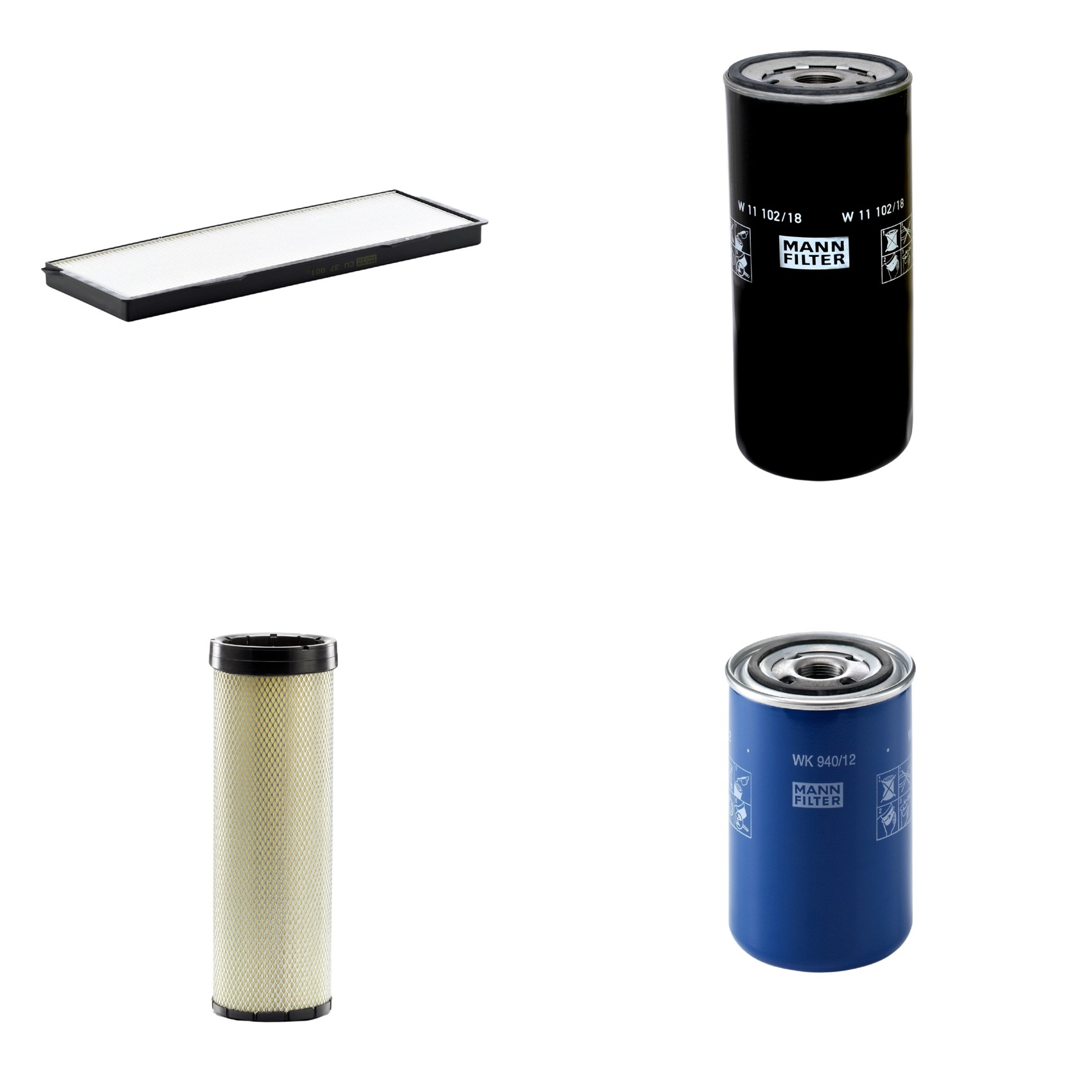 Kit Filtros de Ar Combustível Cabine Ar Condicionado Óleo - Mann-Filter - CF1720 - CU37001 - W11102/18 - WK940/12