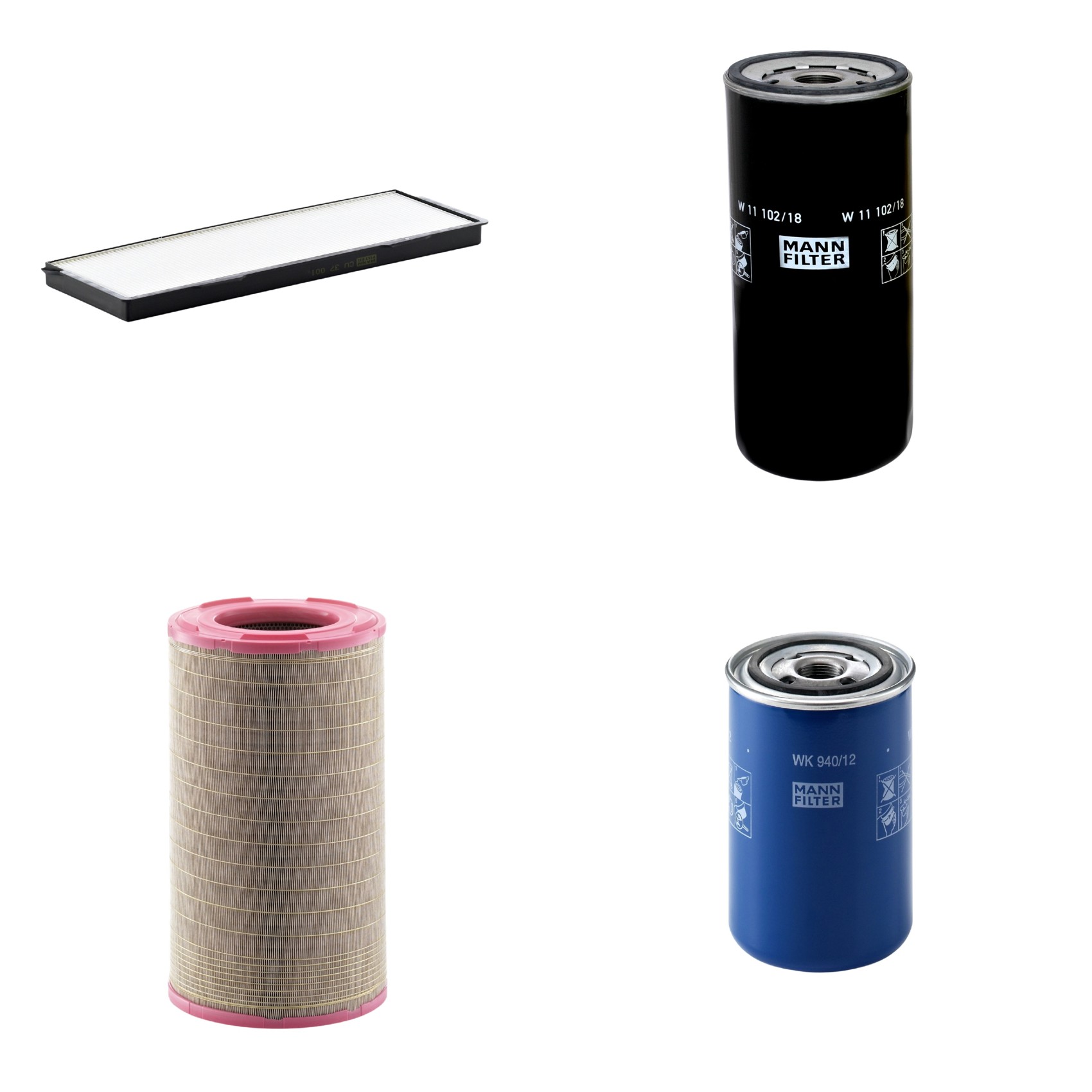 Kit Filtros de Ar Combustível Cabine Ar Condicionado Óleo - Mann-Filter - C301500 - CU37001 - W11102/18 - WK940/12