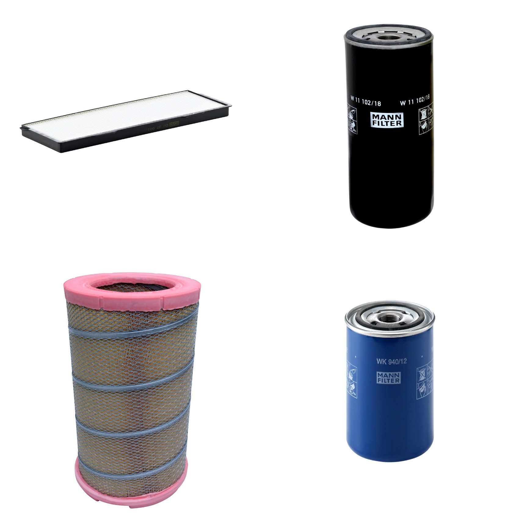 Kit Filtros de Ar Combustível Cabine Ar Condicionado Óleo - Mann-Filter - C301622 - CU37001 - W11102/18 - WK940/12