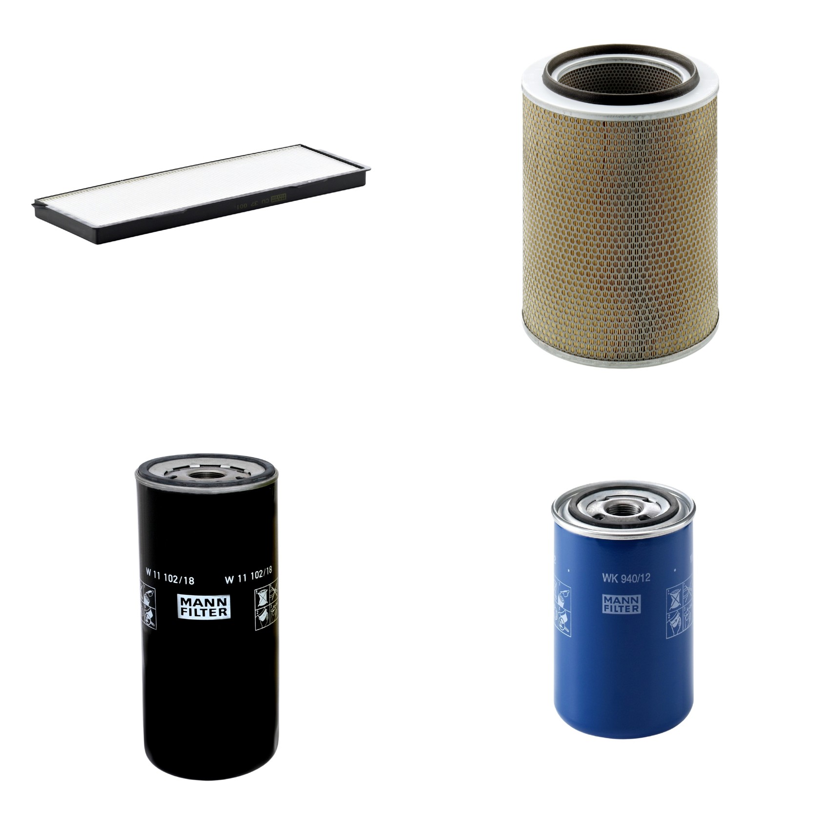 Kit Filtros de Ar Combustível Cabine Ar Condicionado Óleo - Mann-Filter - C30703 - CU37001 - W11102/18 - WK940/12