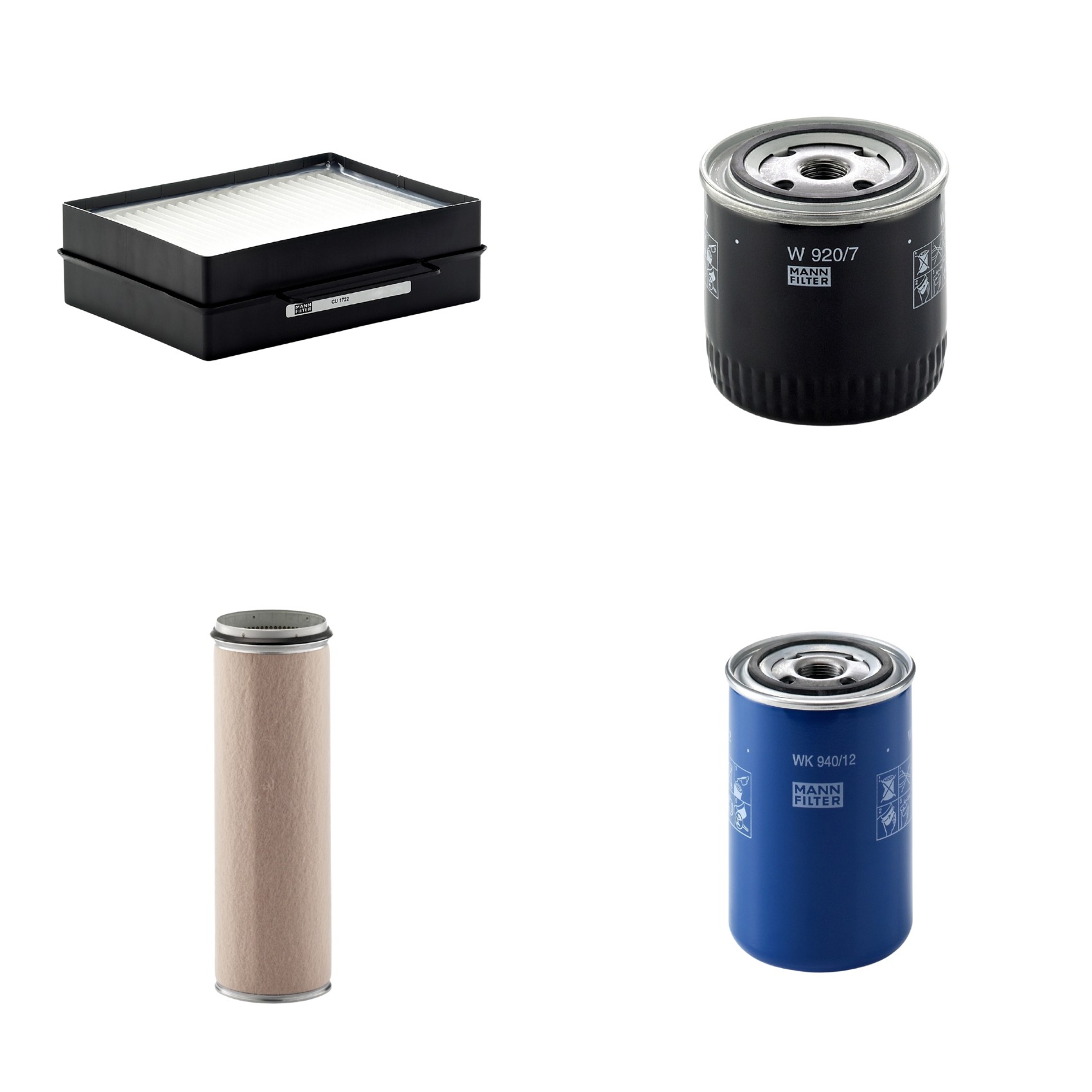 Kit Filtros de Ar Combustível Cabine Ar Condicionado Óleo - Mann-Filter - CF1600 - CU1722 - W920/7 - WK940/12