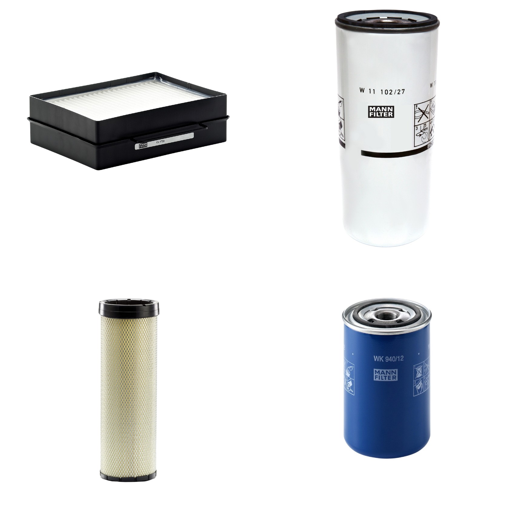 Kit Filtros de Ar Combustível Cabine Ar Condicionado Óleo - Mann-Filter - CF1720 - CU1722 - W11102/27 - WK940/12