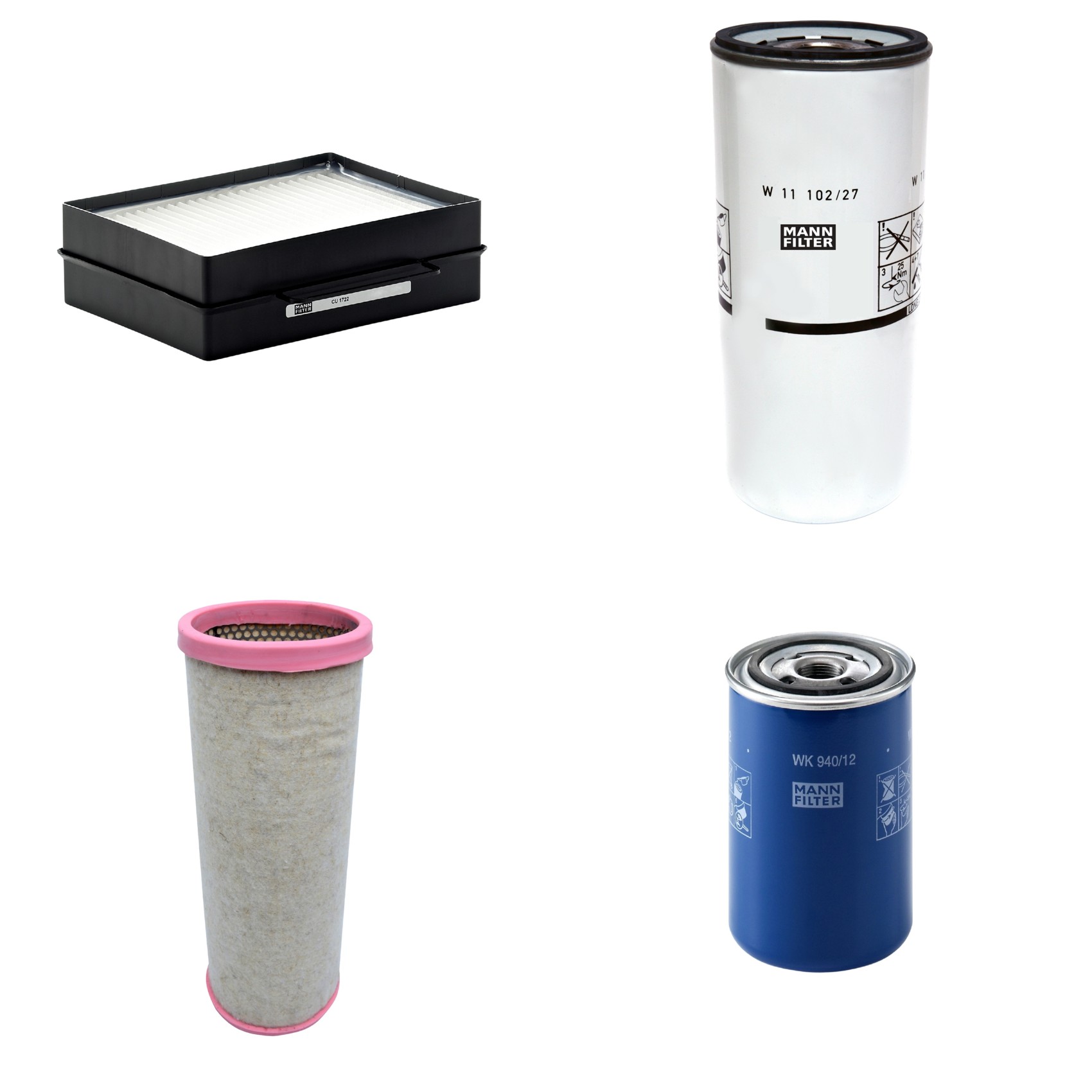 Kit Filtros de Ar Combustível Cabine Ar Condicionado Óleo - Mann-Filter - CF1711 - CU1722 - W11102/27 - WK940/12