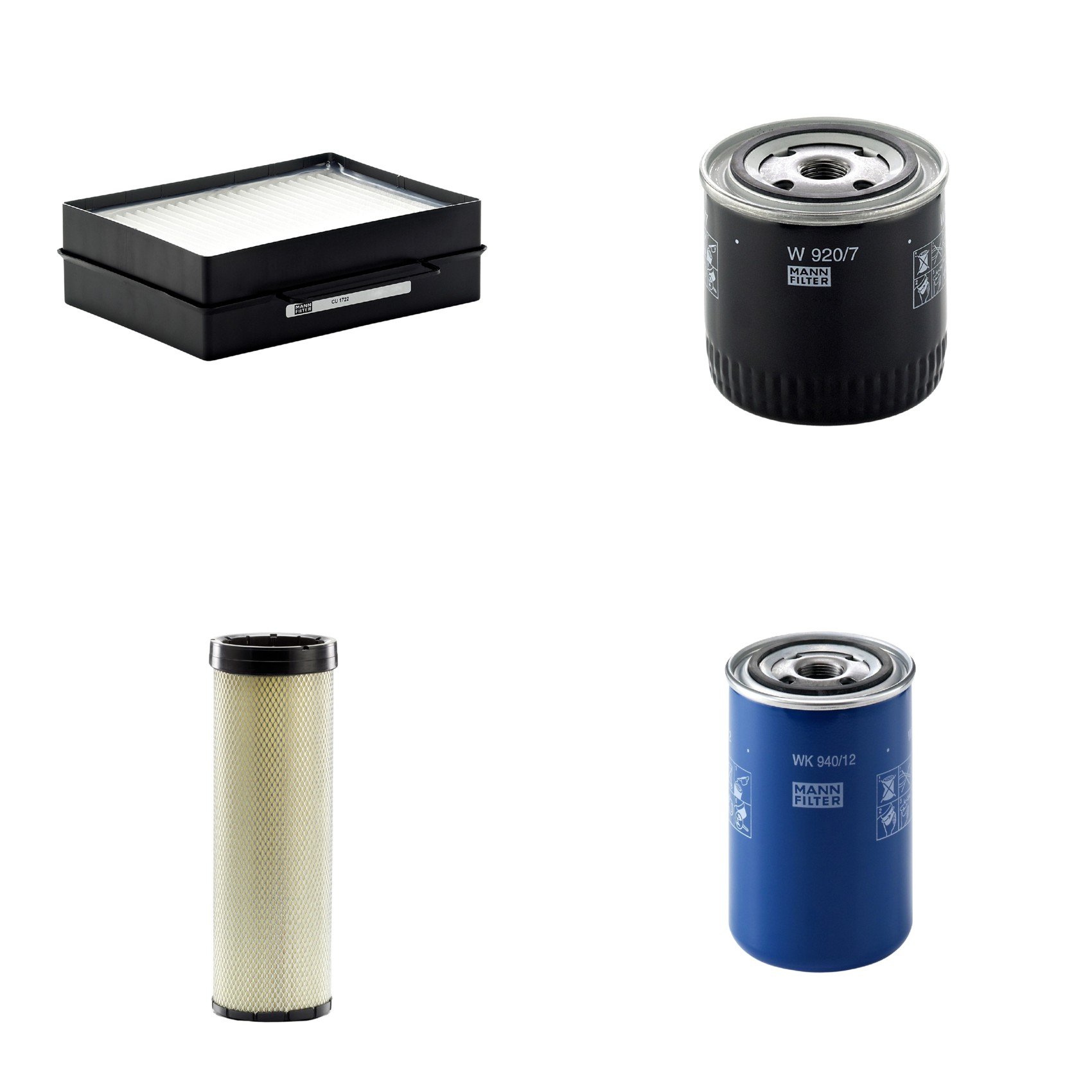 Kit Filtros de Ar Combustível Cabine Ar Condicionado Óleo - Mann-Filter - CF1720 - CU1722 - W920/7 - WK940/12
