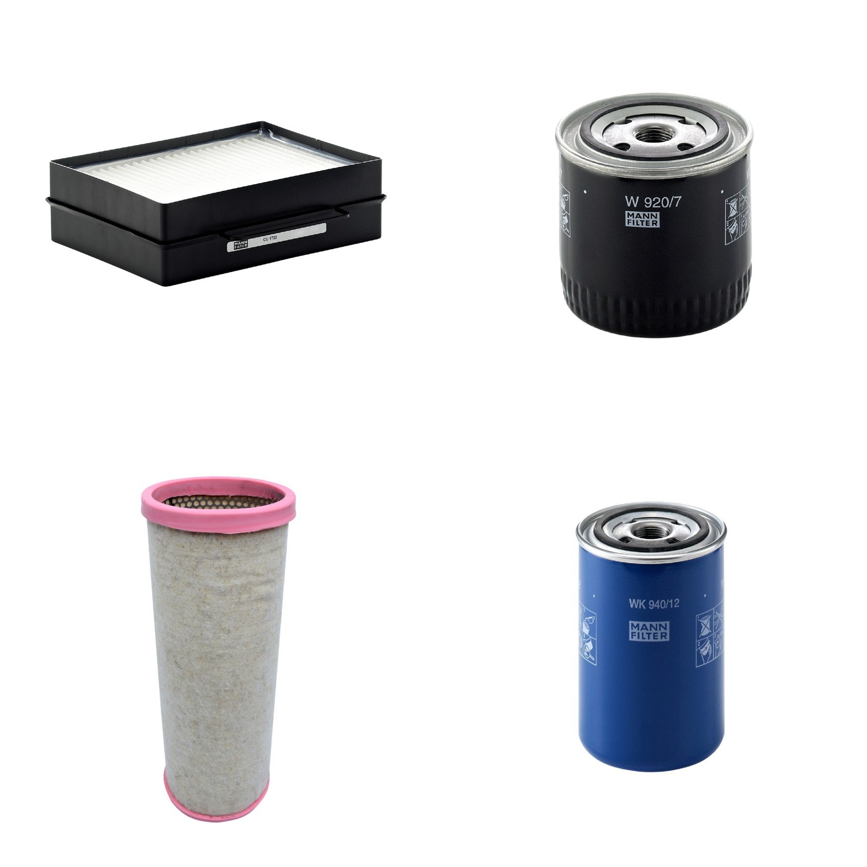 Kit Filtros de Ar Combustível Cabine Ar Condicionado Óleo - Mann-Filter - CF1711 - CU1722 - W920/7 - WK940/12