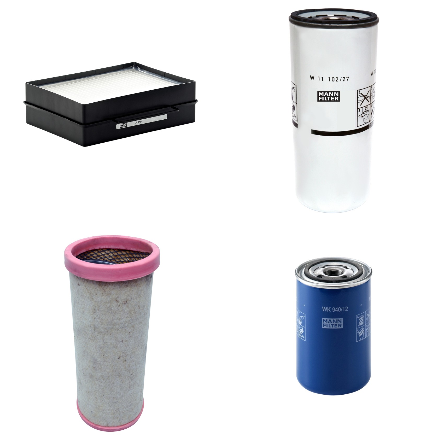 Kit Filtros de Ar Combustível Cabine Ar Condicionado Óleo - Mann-Filter - CF1710 - CU1722 - W11102/27 - WK940/12