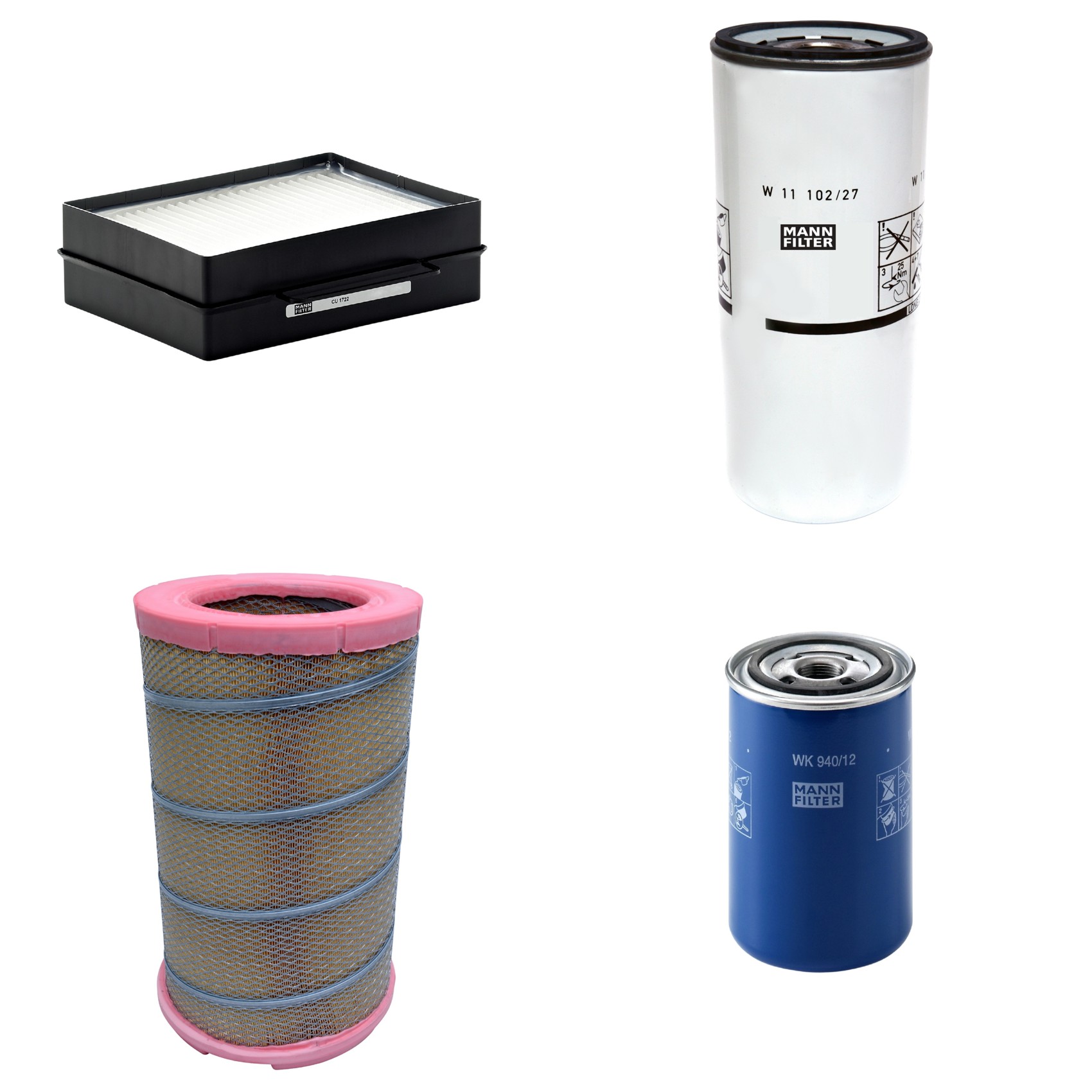 Kit Filtros de Ar Combustível Cabine Ar Condicionado Óleo - Mann-Filter - C301622 - CU1722 - W11102/27 - WK940/12