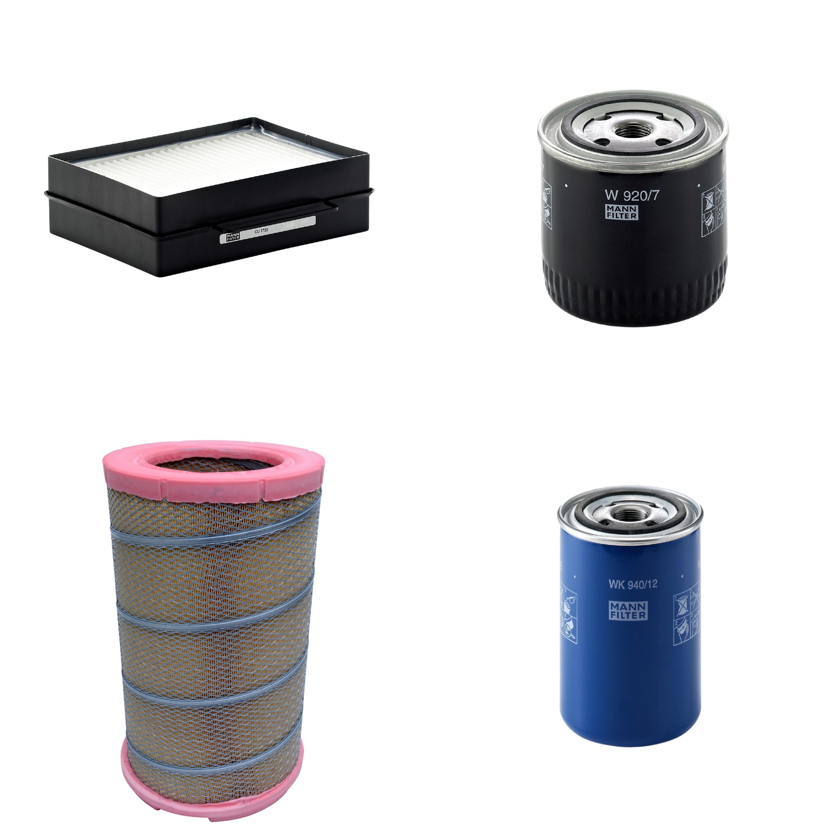 Kit Filtros de Ar Combustível Cabine Ar Condicionado Óleo - Mann-Filter - C301622 - CU1722 - W920/7 - WK940/12