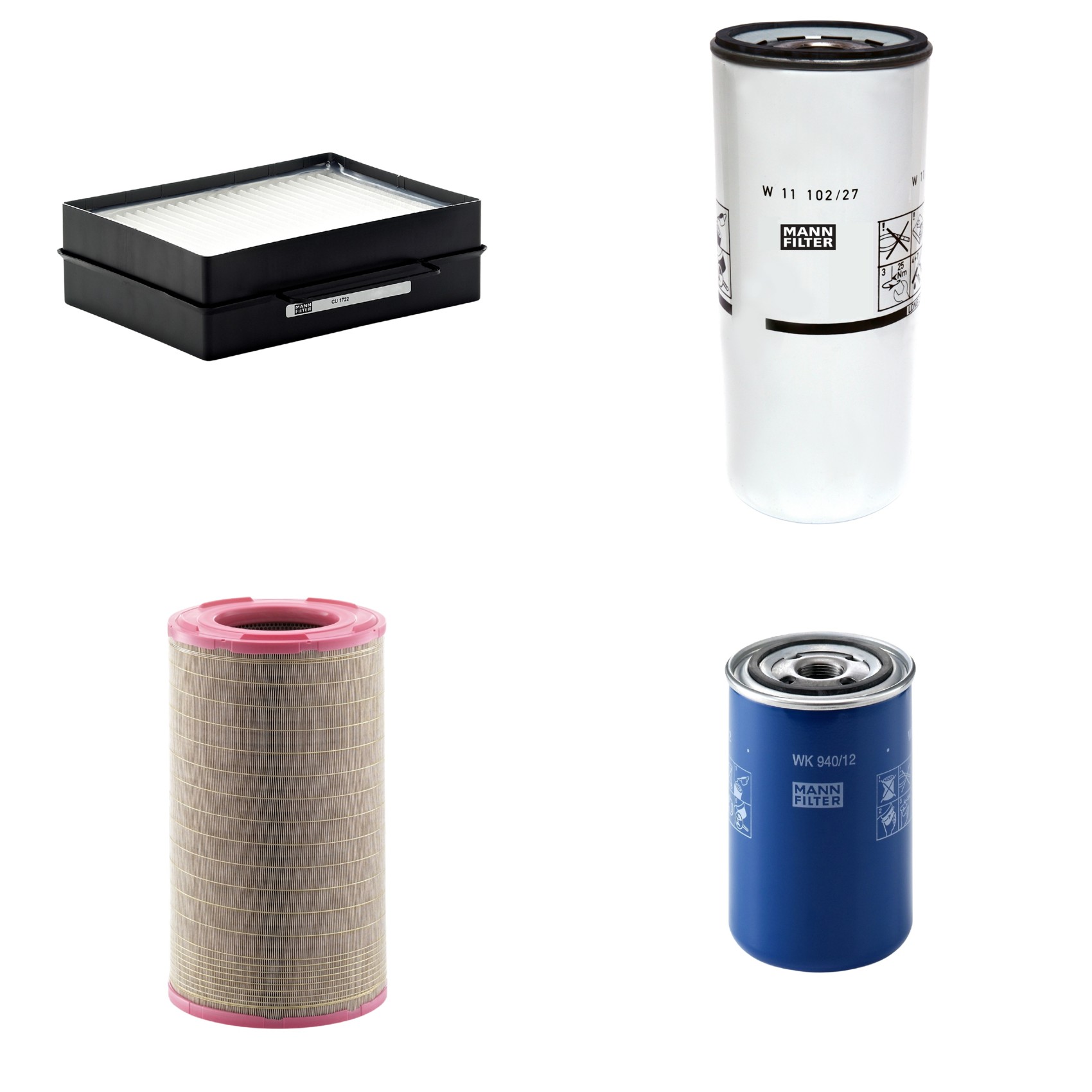 Kit Filtros de Ar Combustível Cabine Ar Condicionado Óleo - Mann-Filter - C301500 - CU1722 - W11102/27 - WK940/12