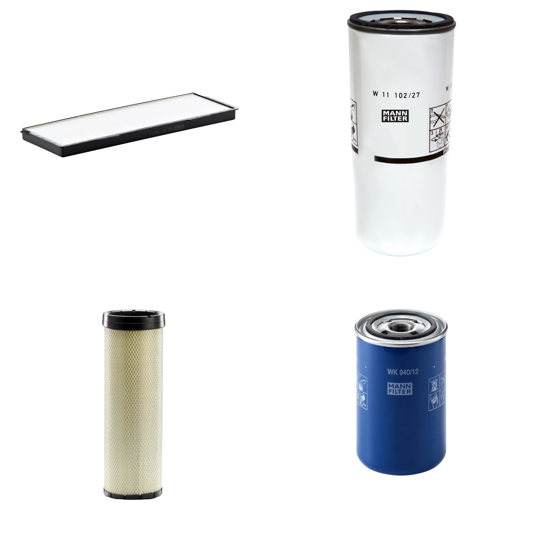 Kit Filtros de Ar Combustível Cabine Ar Condicionado Óleo - Mann-Filter - CF1720 - CU37001 - W11102/27 - WK940/12