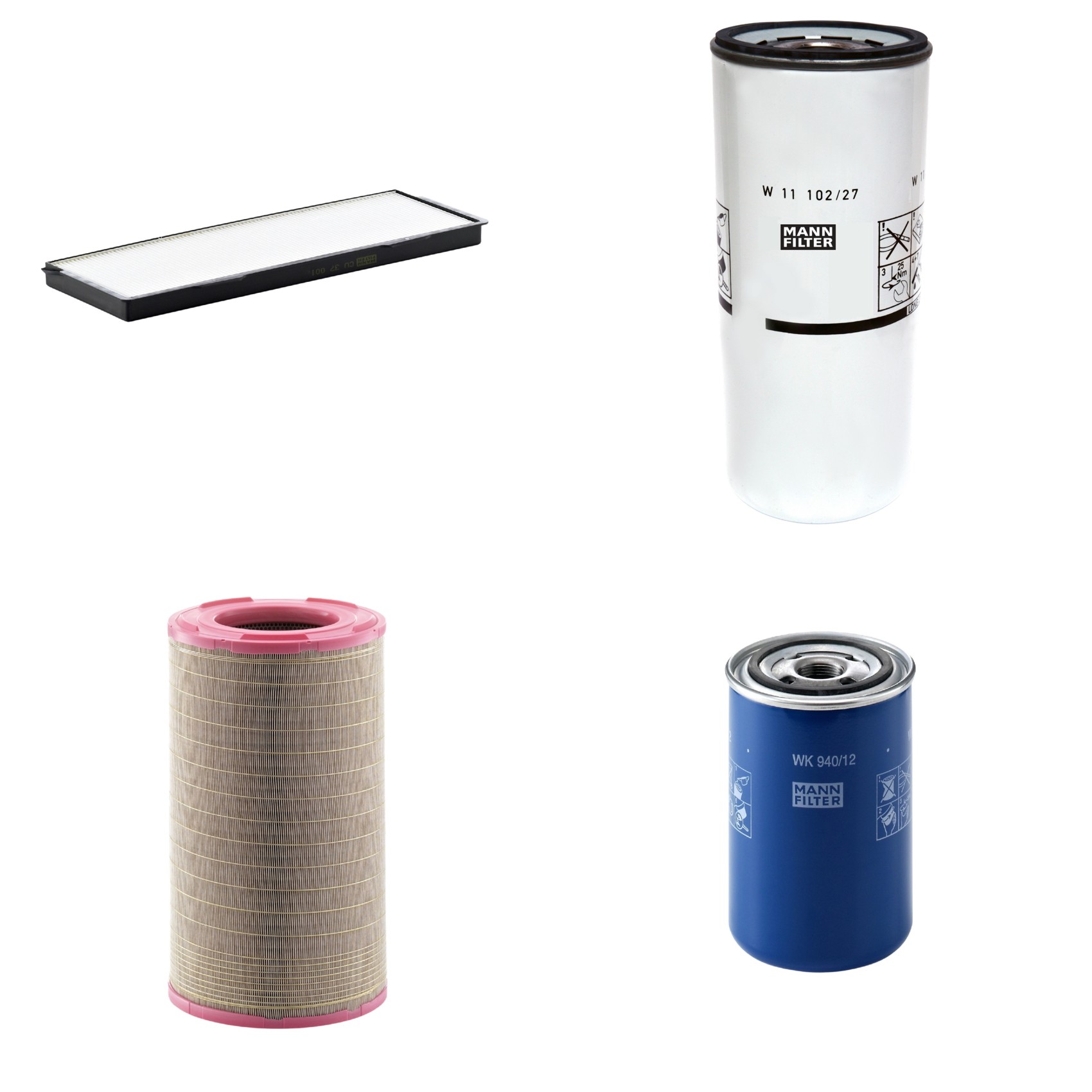 Kit Filtros de Ar Combustível Cabine Ar Condicionado Óleo - Mann-Filter - C301500 - CU37001 - W11102/27 - WK940/12