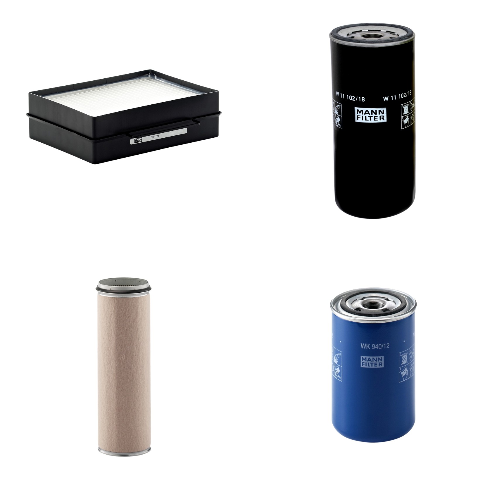 Kit Filtros de Ar Combustível Cabine Ar Condicionado Óleo - Mann-Filter - CF1600 - CU1722 - W11102/18 - WK940/12