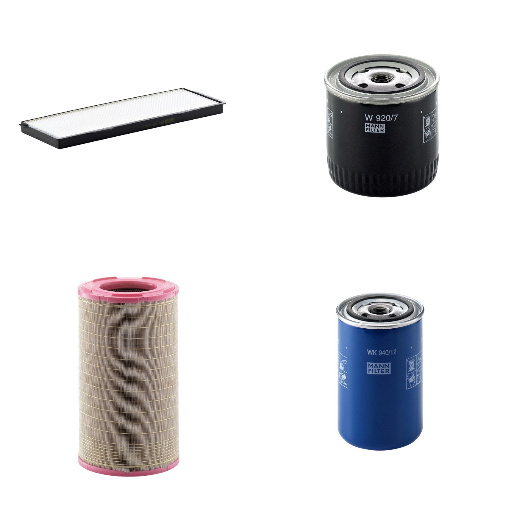 Kit Filtros de Ar Combustível Cabine Ar Condicionado Óleo - Mann-Filter - C301500 - CU37001 - W920/7 - WK940/12