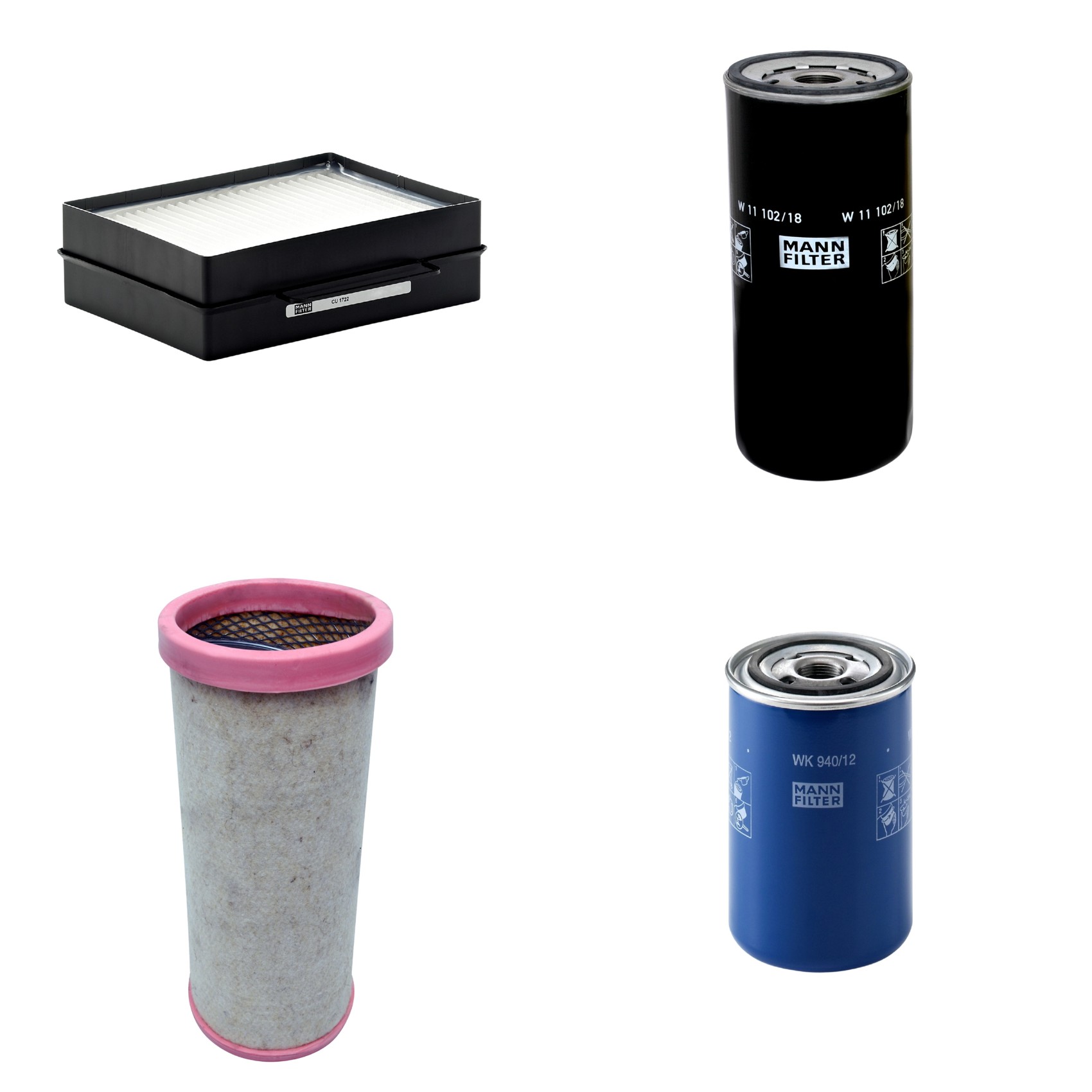Kit Filtros de Ar Combustível Cabine Ar Condicionado Óleo - Mann-Filter - CF1710 - CU1722 - W11102/18 - WK940/12