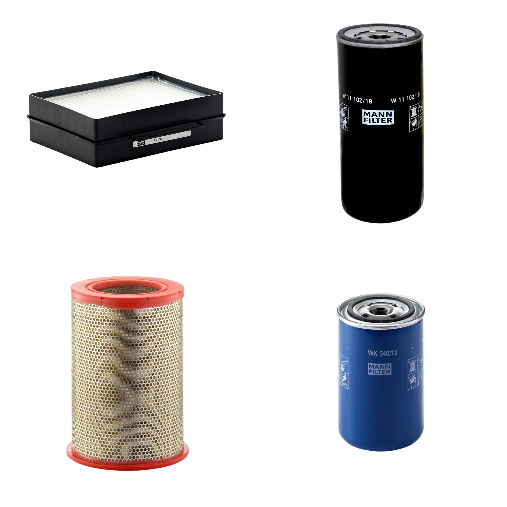 Kit Filtros de Ar Combustível Cabine Ar Condicionado Óleo - Mann-Filter - C301359 - CU1722 - W11102/18 - WK940/12