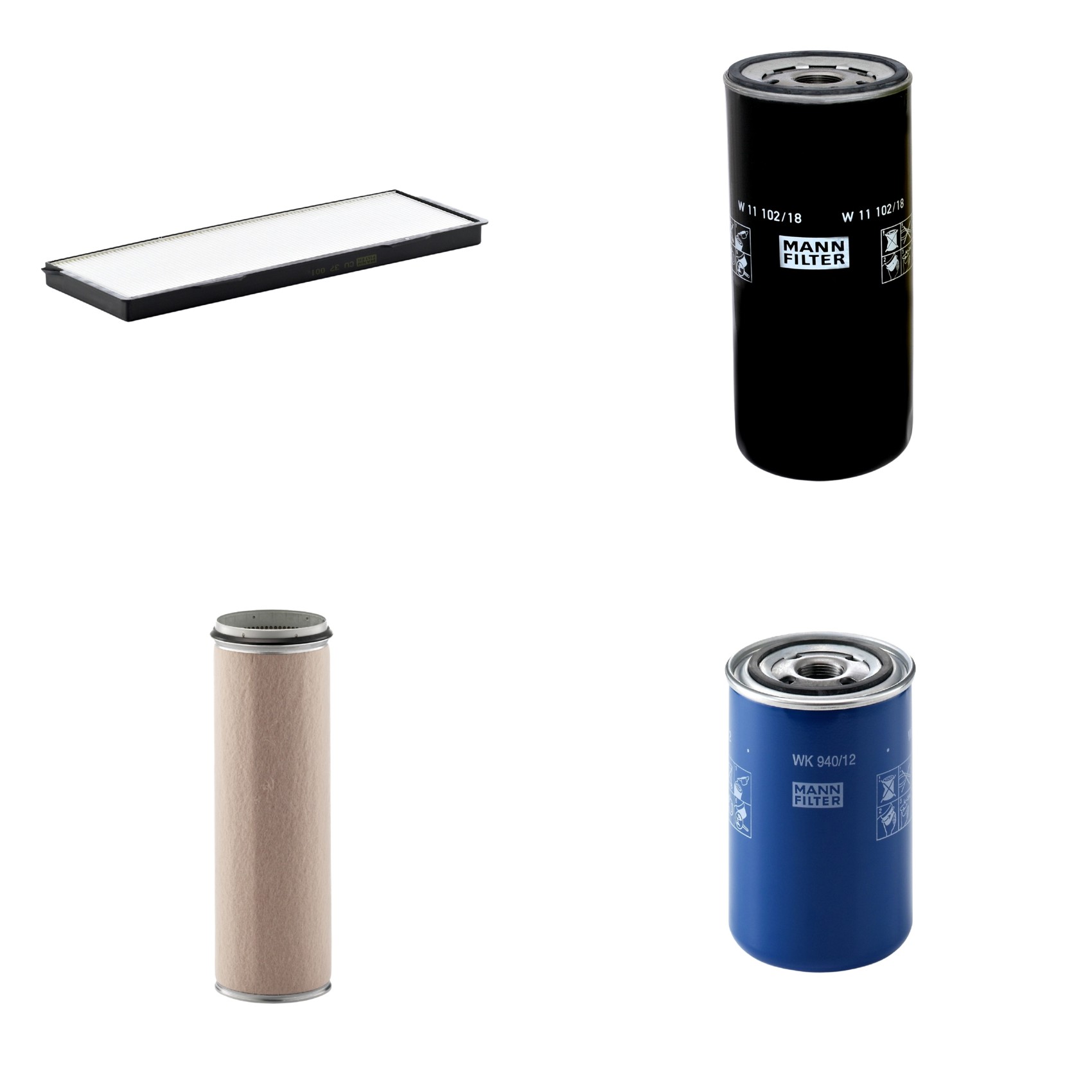 Kit Filtros de Ar Combustível Cabine Ar Condicionado Óleo - Mann-Filter - CF1600 - CU37001 - W11102/18 - WK940/12