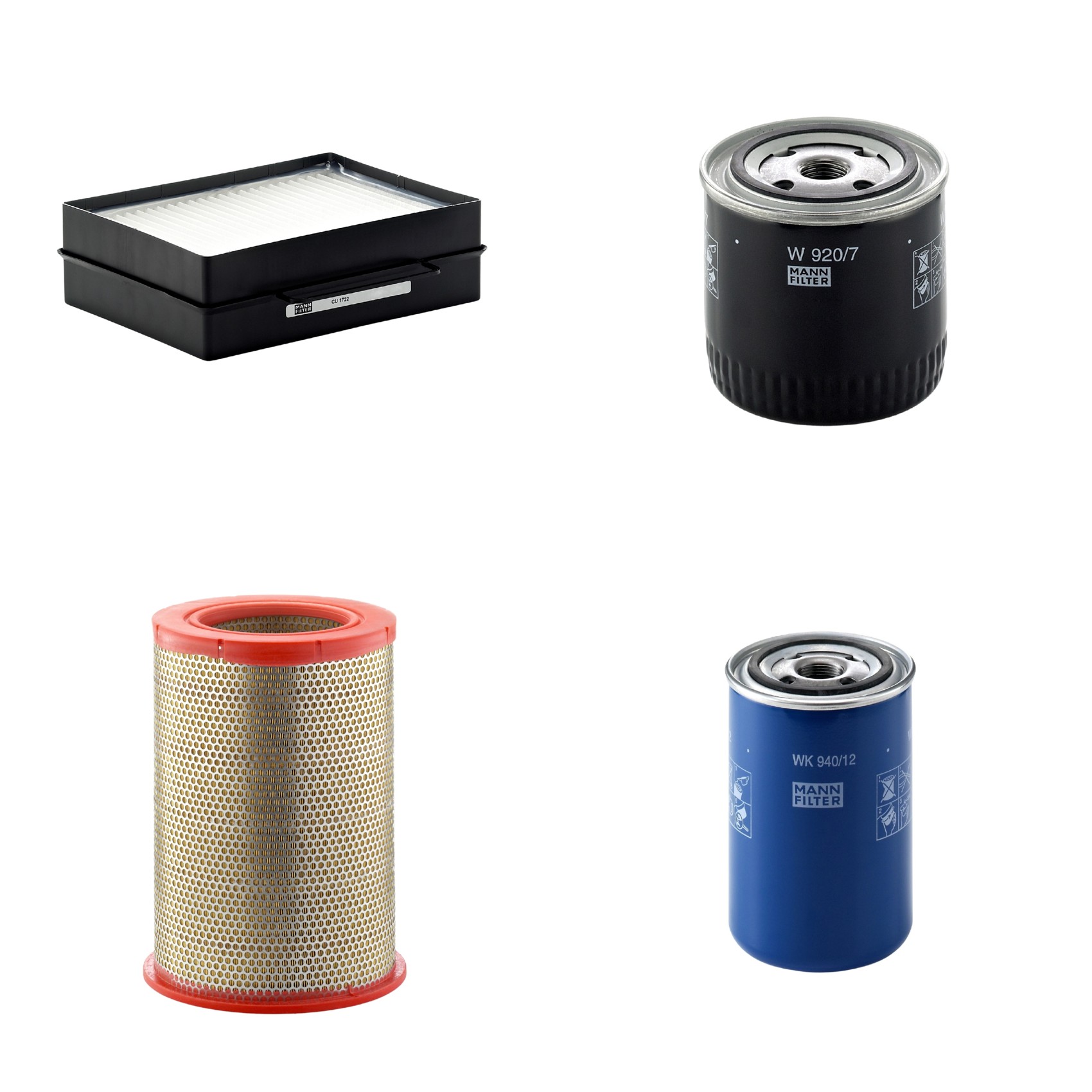 Kit Filtros de Ar Combustível Cabine Ar Condicionado Óleo - Mann-Filter - C301359 - CU1722 - W920/7 - WK940/12