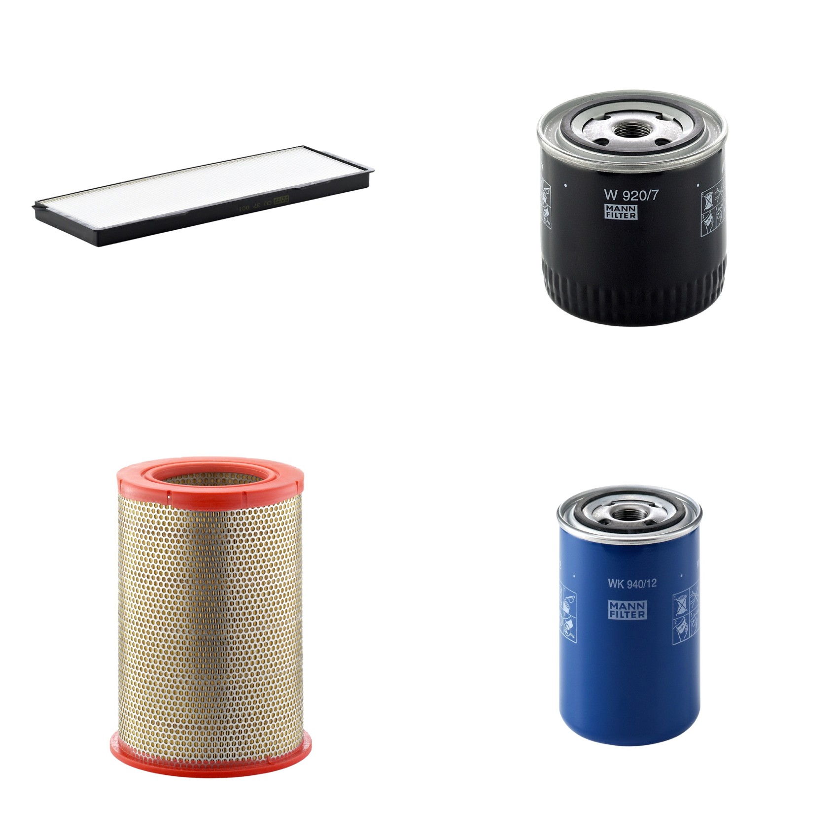 Kit Filtros de Ar Combustível Cabine Ar Condicionado Óleo - Mann-Filter - C301359 - CU37001 - W920/7 - WK940/12