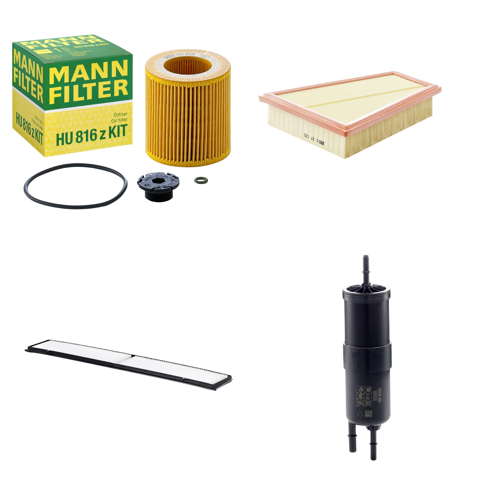 Kit Filtros de Ar Combustível Cabine Ar Condicionado Óleo - Mann-Filter - C27125 - CU8430 - HU816zKIT - WK6030