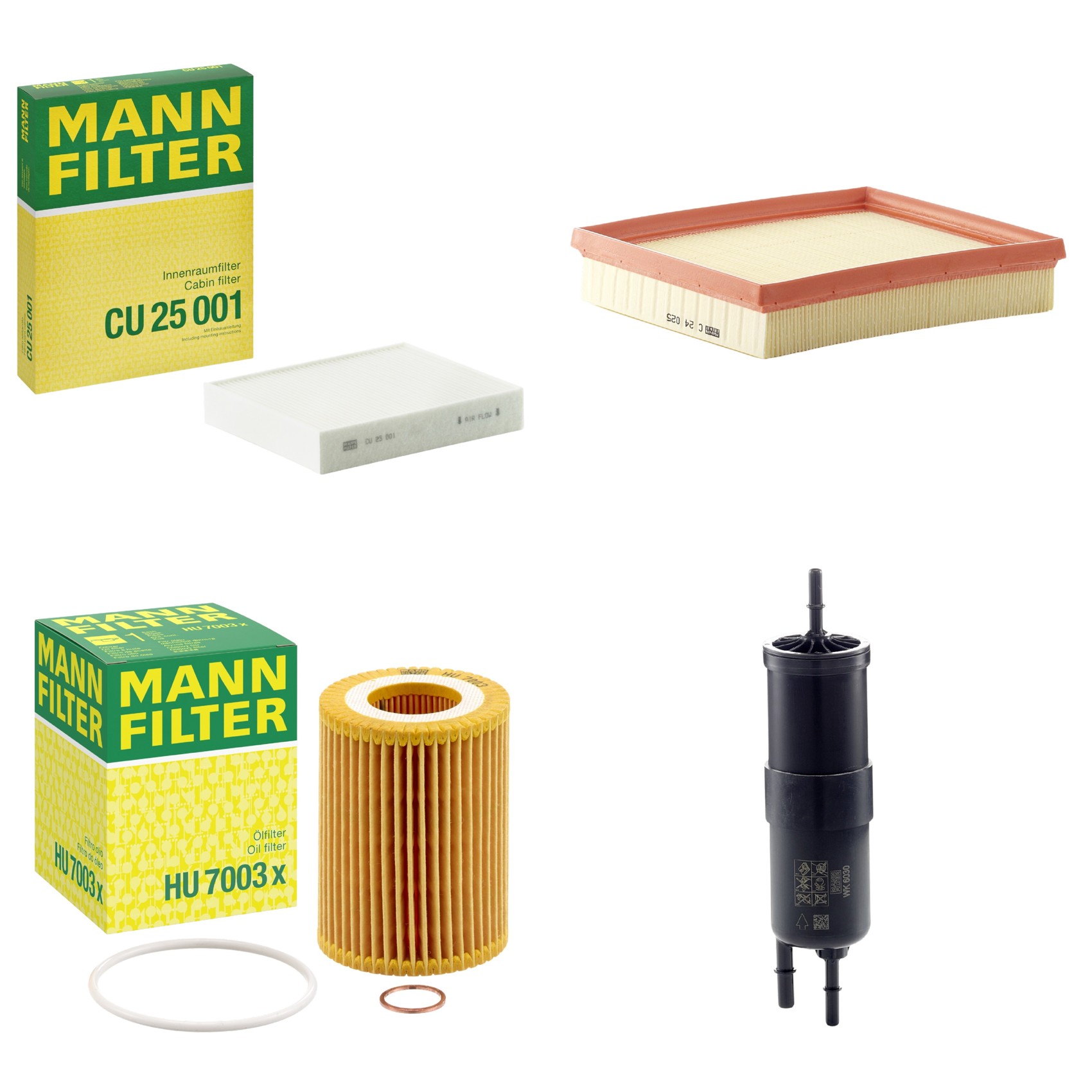Kit Filtros de Ar Combustível Cabine Ar Condicionado Óleo - Mann-Filter - C24025 - CU25001 - HU7003X - WK6030