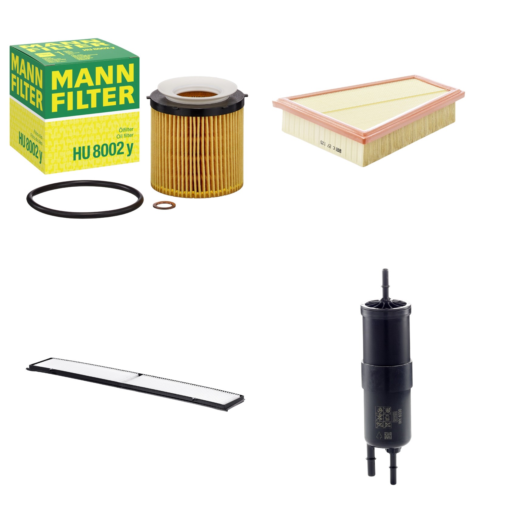Kit Filtros de Ar Combustível Cabine Ar Condicionado Óleo - Mann-Filter - C27125 - CU8430 - HU8002y - WK6030