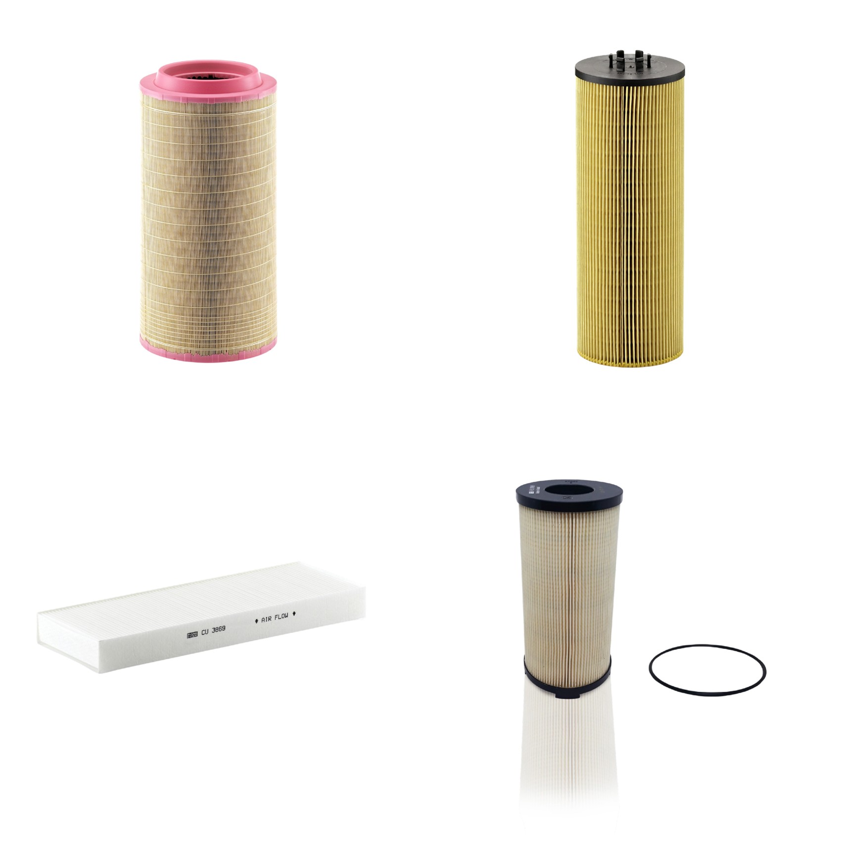 Kit Filtros de Ar Combustível Cabine Ar Condicionado Óleo - Mann-Filter - C271340 - CU3869 - HU12140x - PU9198x