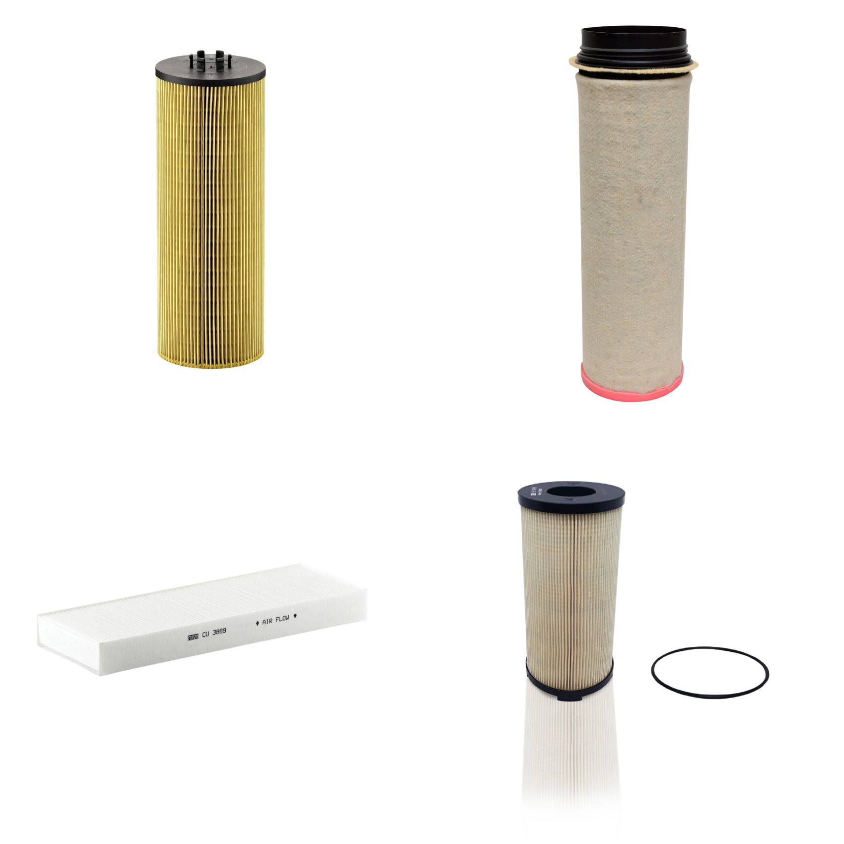 Kit Filtros de Ar Combustível Cabine Ar Condicionado Óleo - Mann-Filter - CF1651 - CU3869 - HU12140x - PU9198x