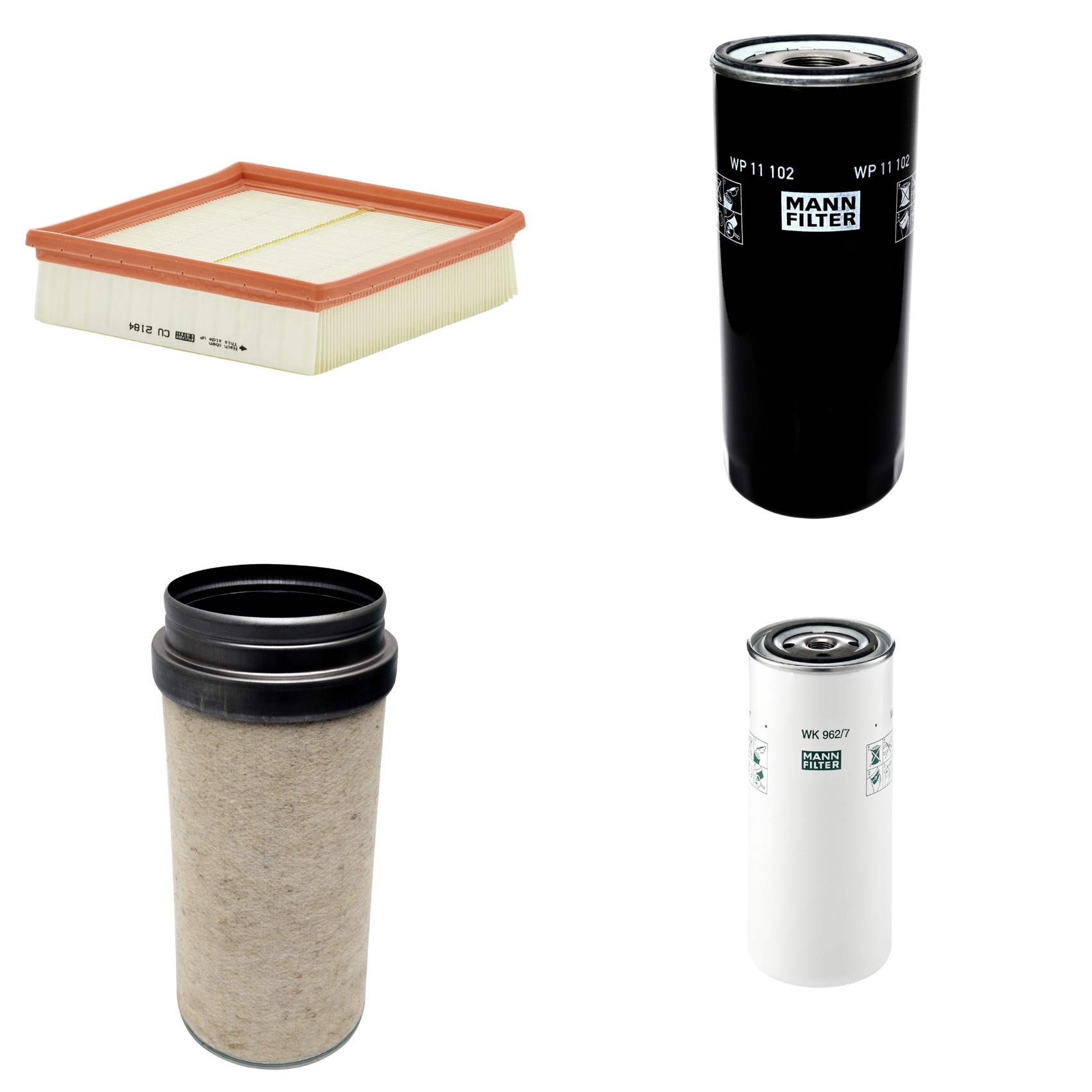 Kit Filtros de Ar Combustível Cabine Ar Condicionado Óleo - Mann-Filter - CF2000 - CU2184 - WK962/7 - WP11102