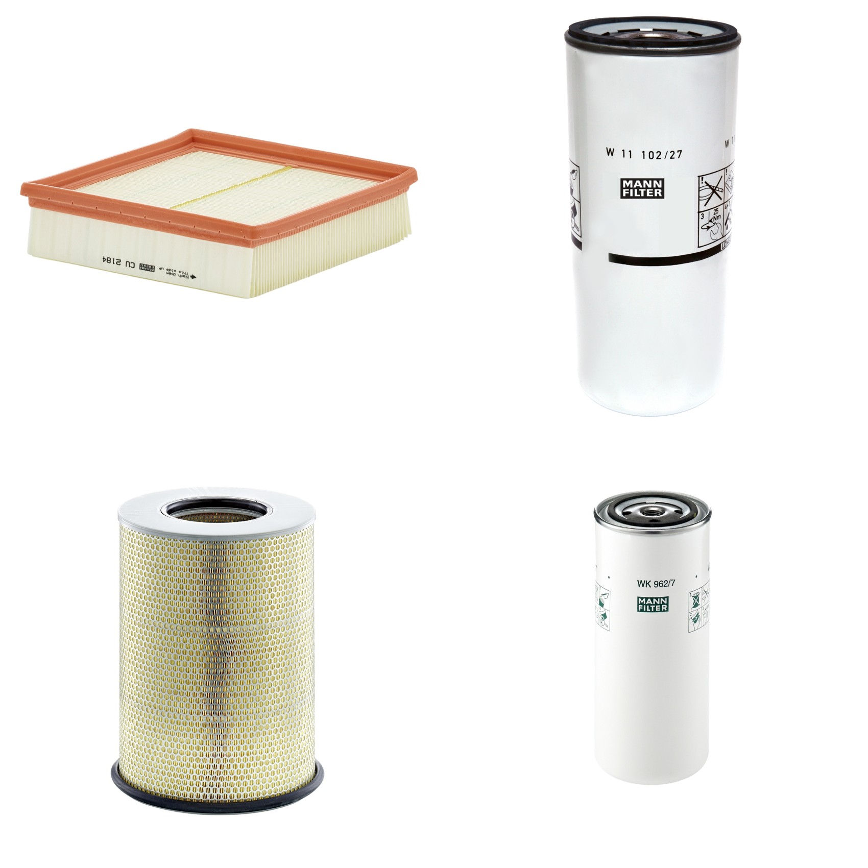 Kit Filtros de Ar Combustível Cabine Ar Condicionado Óleo - Mann-Filter - C311345/1 - CU2184 - W11102/27 - WK962/7