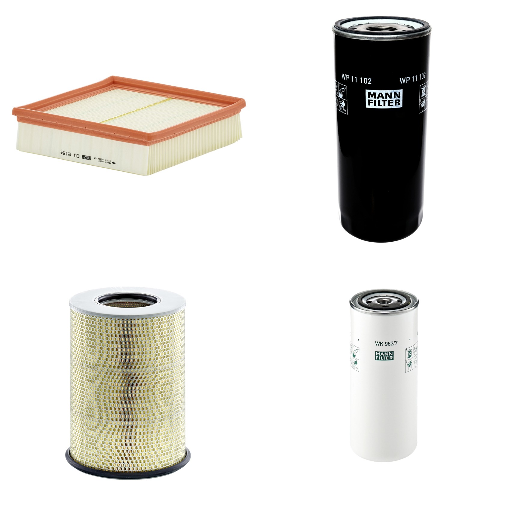Kit Filtros de Ar Combustível Cabine Ar Condicionado Óleo - Mann-Filter - C311345/1 - CU2184 - WK962/7 - WP11102