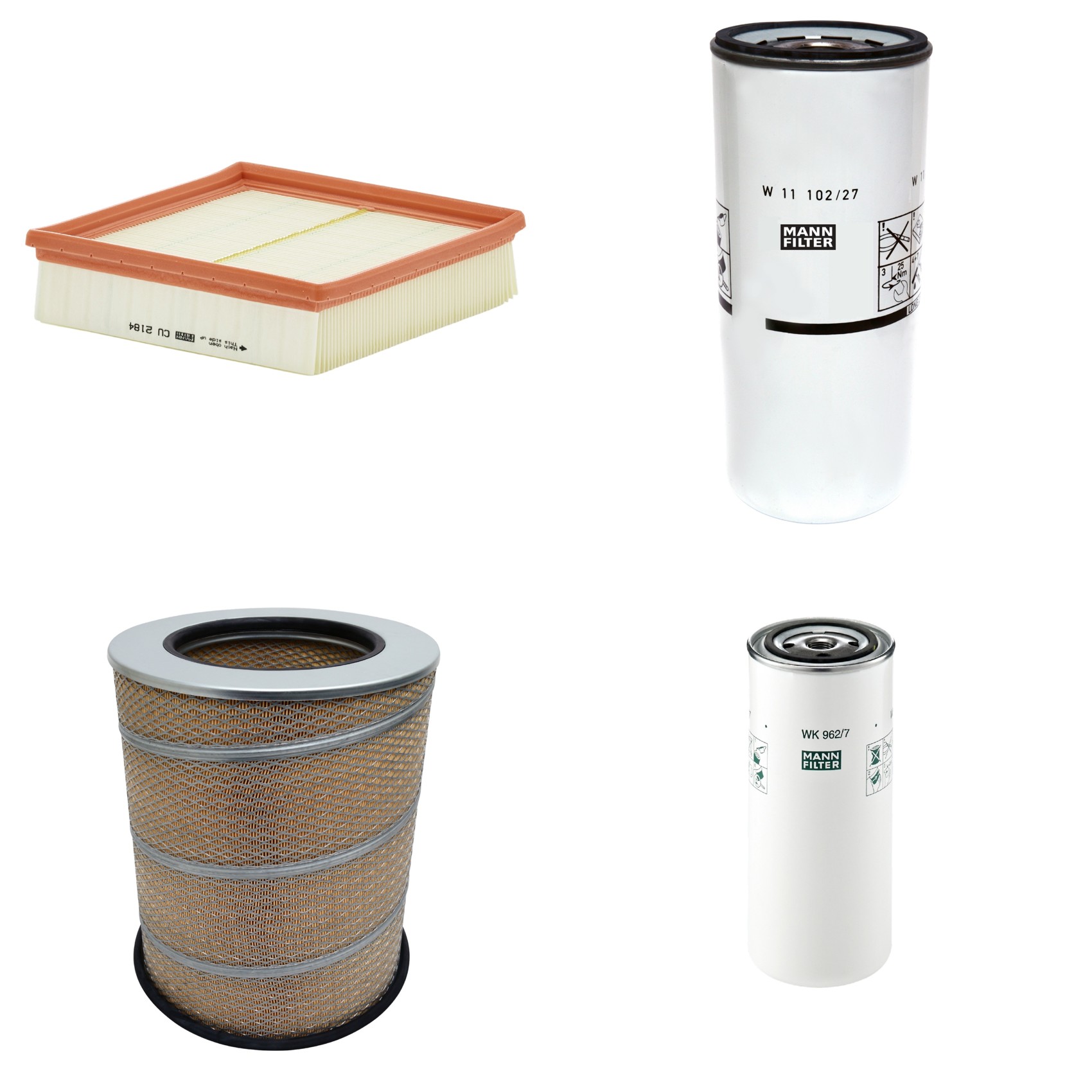 Kit Filtros de Ar Combustível Cabine Ar Condicionado Óleo - Mann-Filter - C341500 - CU2184 - W11102/27 - WK962/7