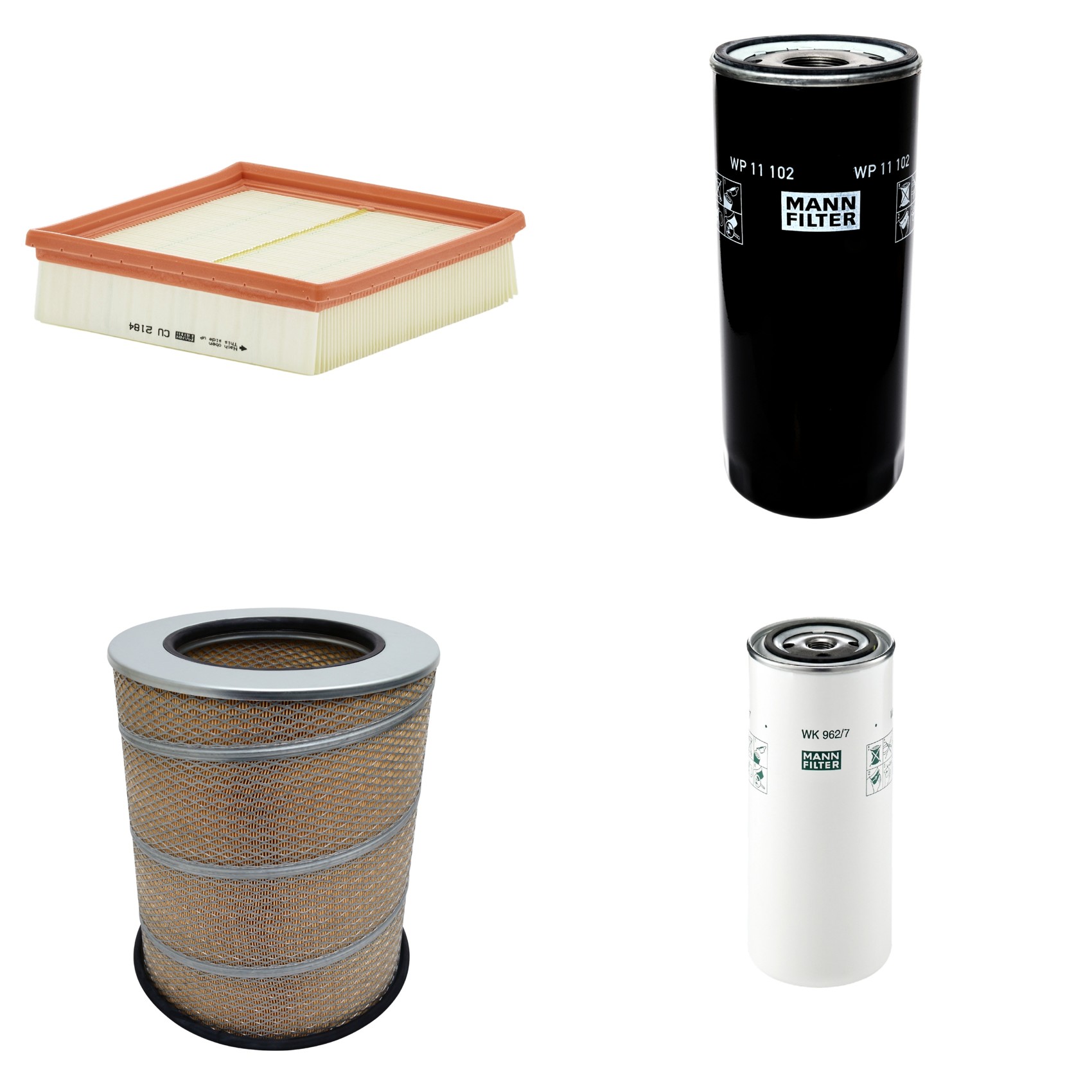Kit Filtros de Ar Combustível Cabine Ar Condicionado Óleo - Mann-Filter - C341500 - CU2184 - WK962/7 - WP11102