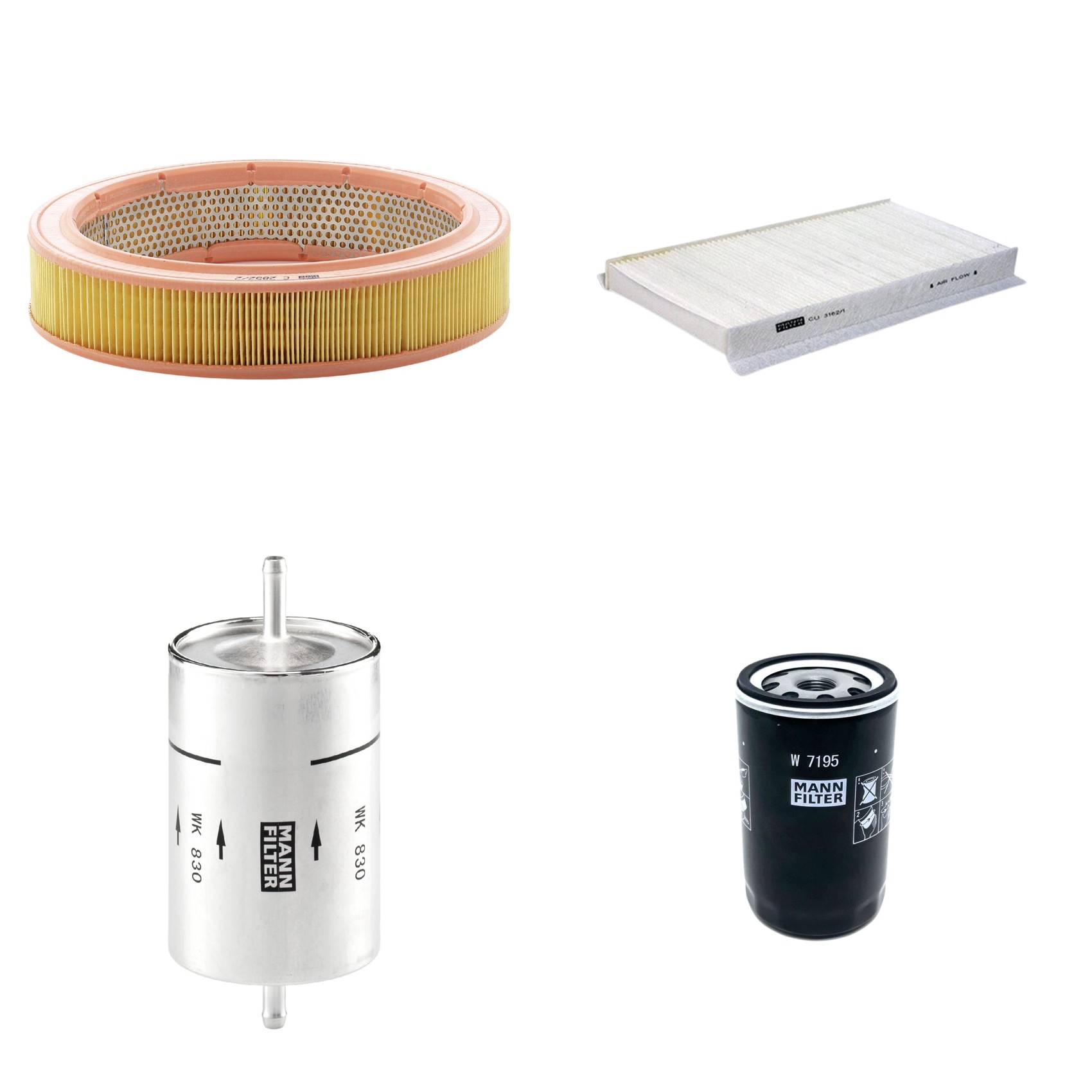 Kit Filtros de Ar Combustível Cabine Ar Condicionado Óleo - Mann-Filter - C2852/2 - CU3162/1 - W7195 - WK830