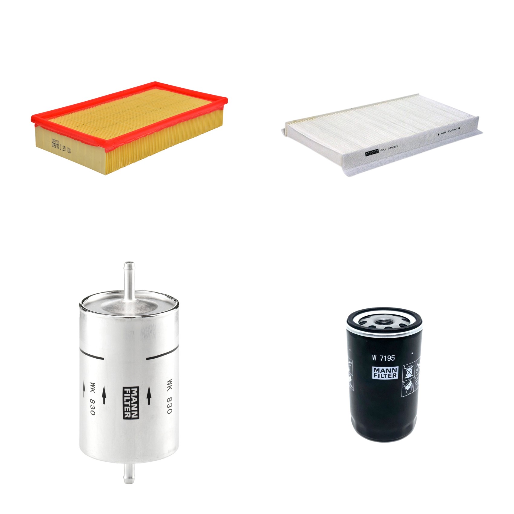 Kit Filtros de Ar Combustível Cabine Ar Condicionado Óleo - Mann-Filter - C29108 - CU3162/1 - W7195 - WK830