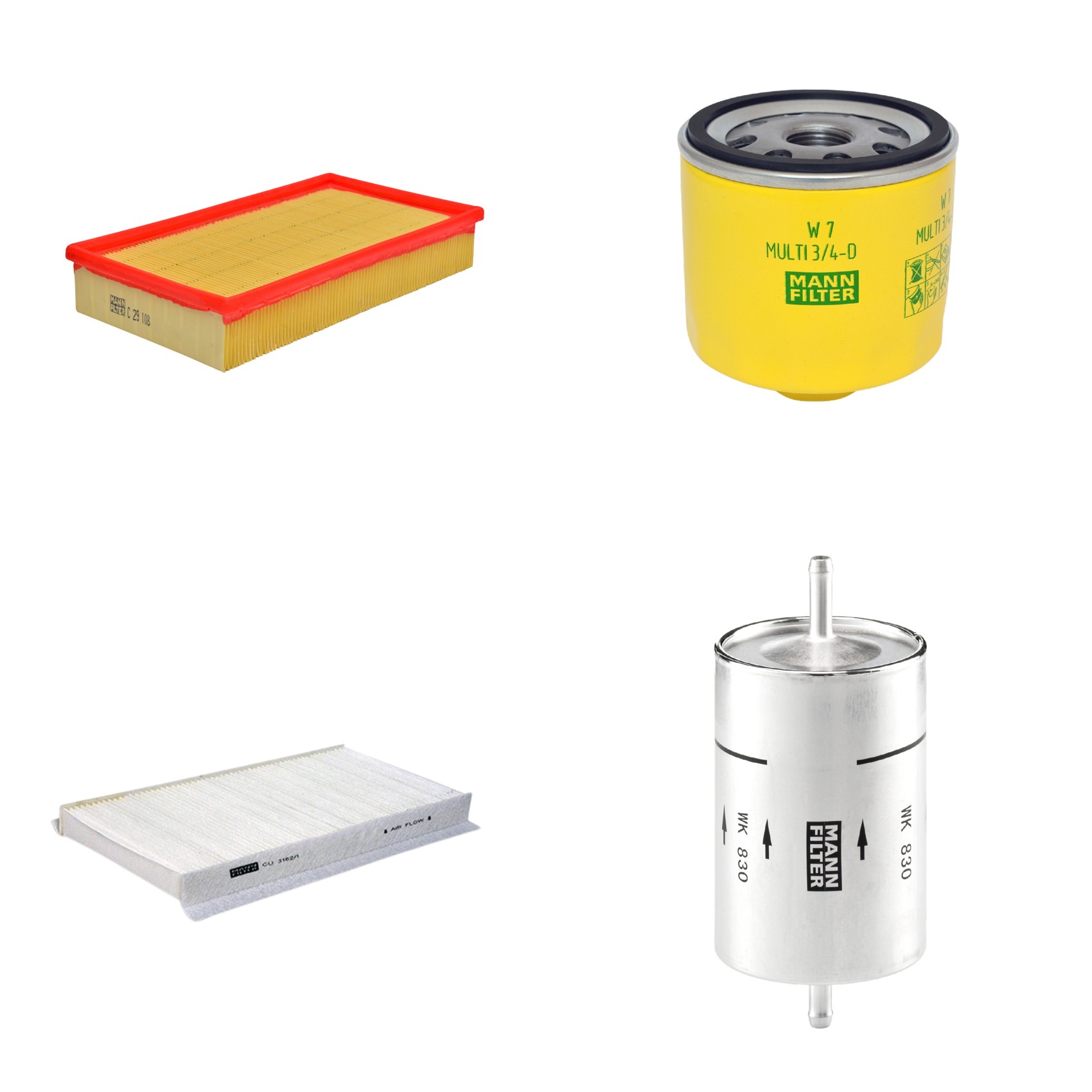 Kit Filtros de Ar Combustível Cabine Ar Condicionado Óleo - Mann-Filter - C29108 - CU3162/1 - W7MULTI3/4-D - WK830