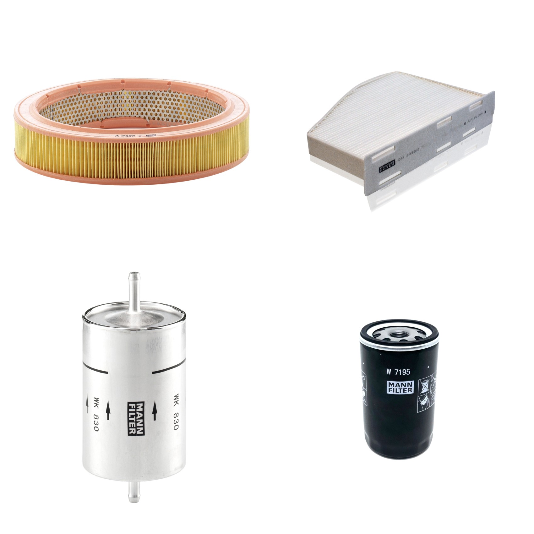 Kit Filtros de Ar Combustível Cabine Ar Condicionado Óleo - Mann-Filter - C2852/2 - CU2939/2 - W7195 - WK830
