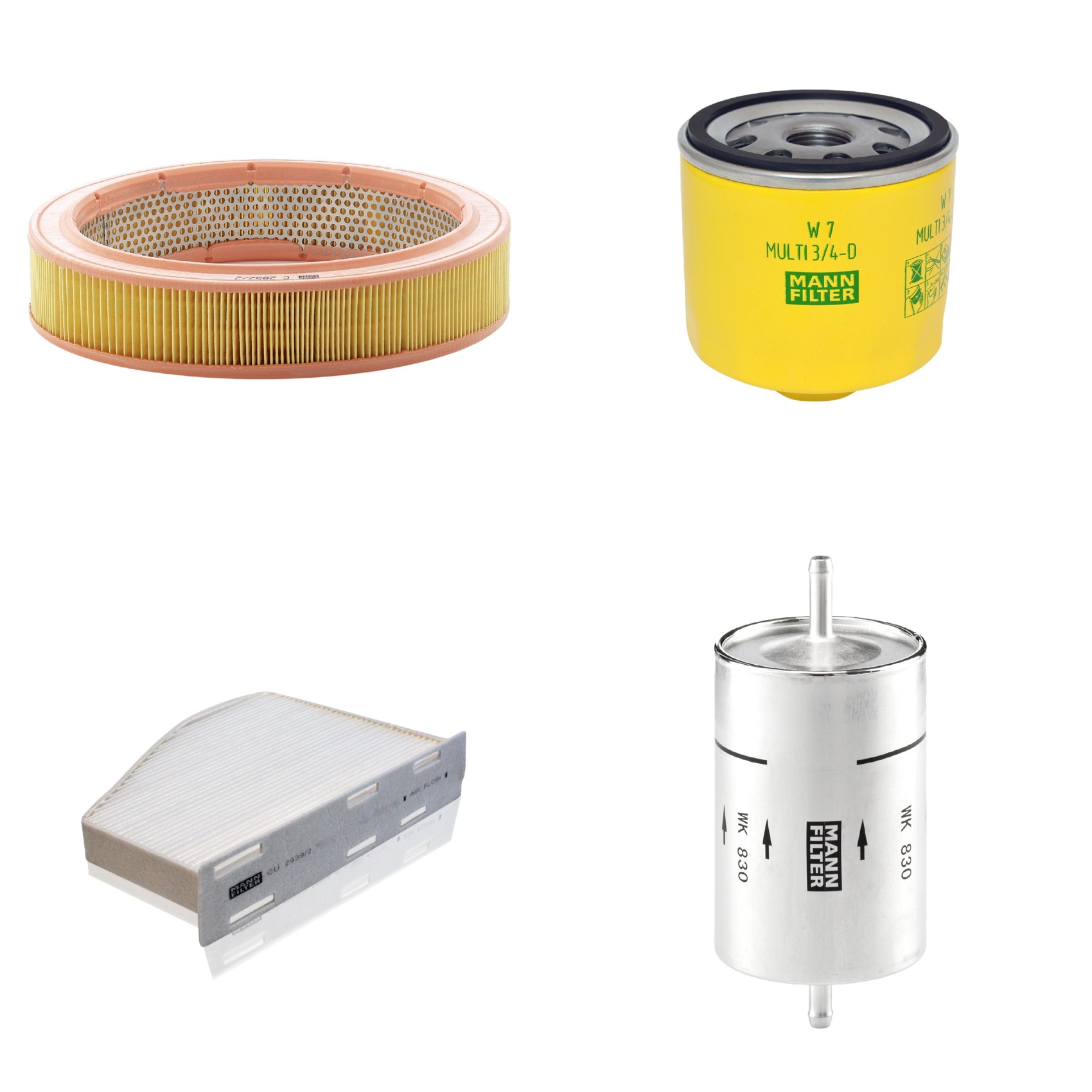 Kit Filtros de Ar Combustível Cabine Ar Condicionado Óleo - Mann-Filter - C2852/2 - CU2939/2 - W7MULTI3/4-D - WK830
