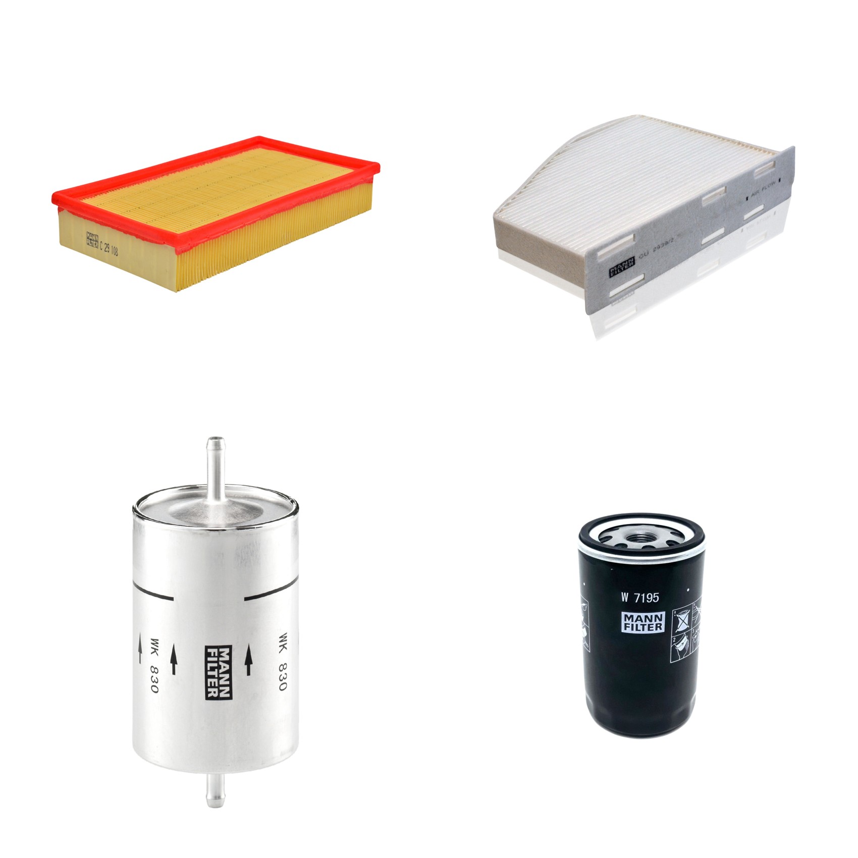Kit Filtros de Ar Combustível Cabine Ar Condicionado Óleo - Mann-Filter - C29108 - CU2939/2 - W7195 - WK830