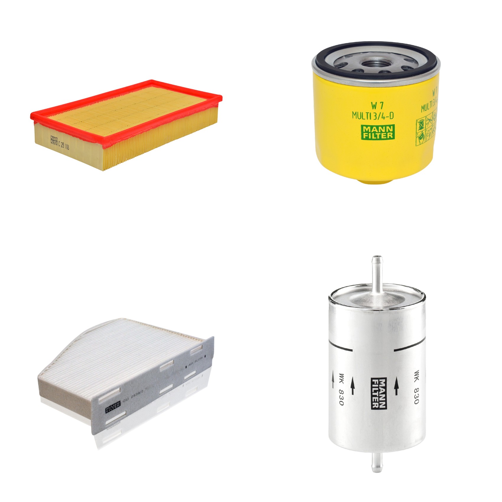 Kit Filtros de Ar Combustível Cabine Ar Condicionado Óleo - Mann-Filter - C29108 - CU2939/2 - W7MULTI3/4-D - WK830
