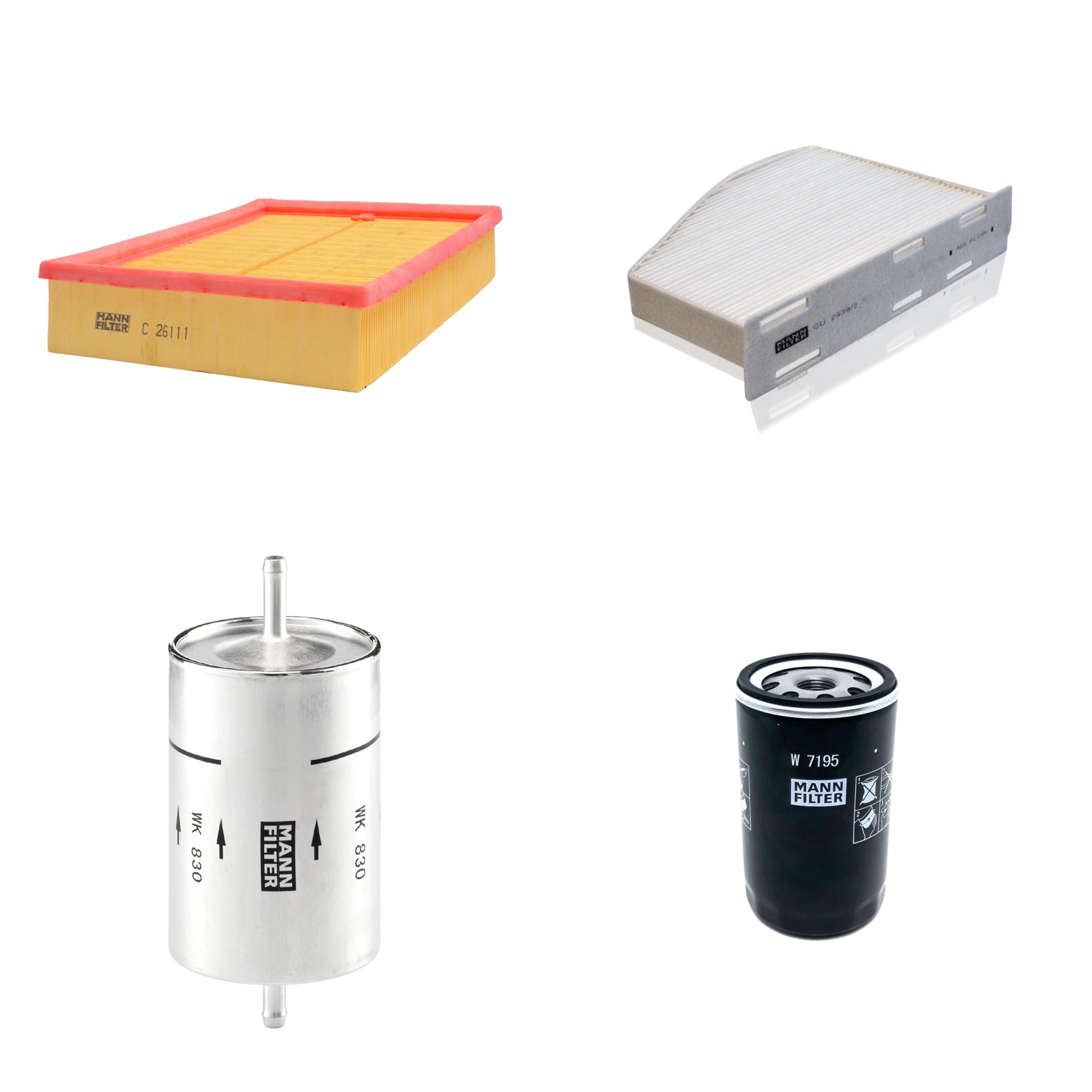 Kit Filtros de Ar Combustível Cabine Ar Condicionado Óleo - Mann-Filter - C26111 - CU2939/2 - W7195 - WK830