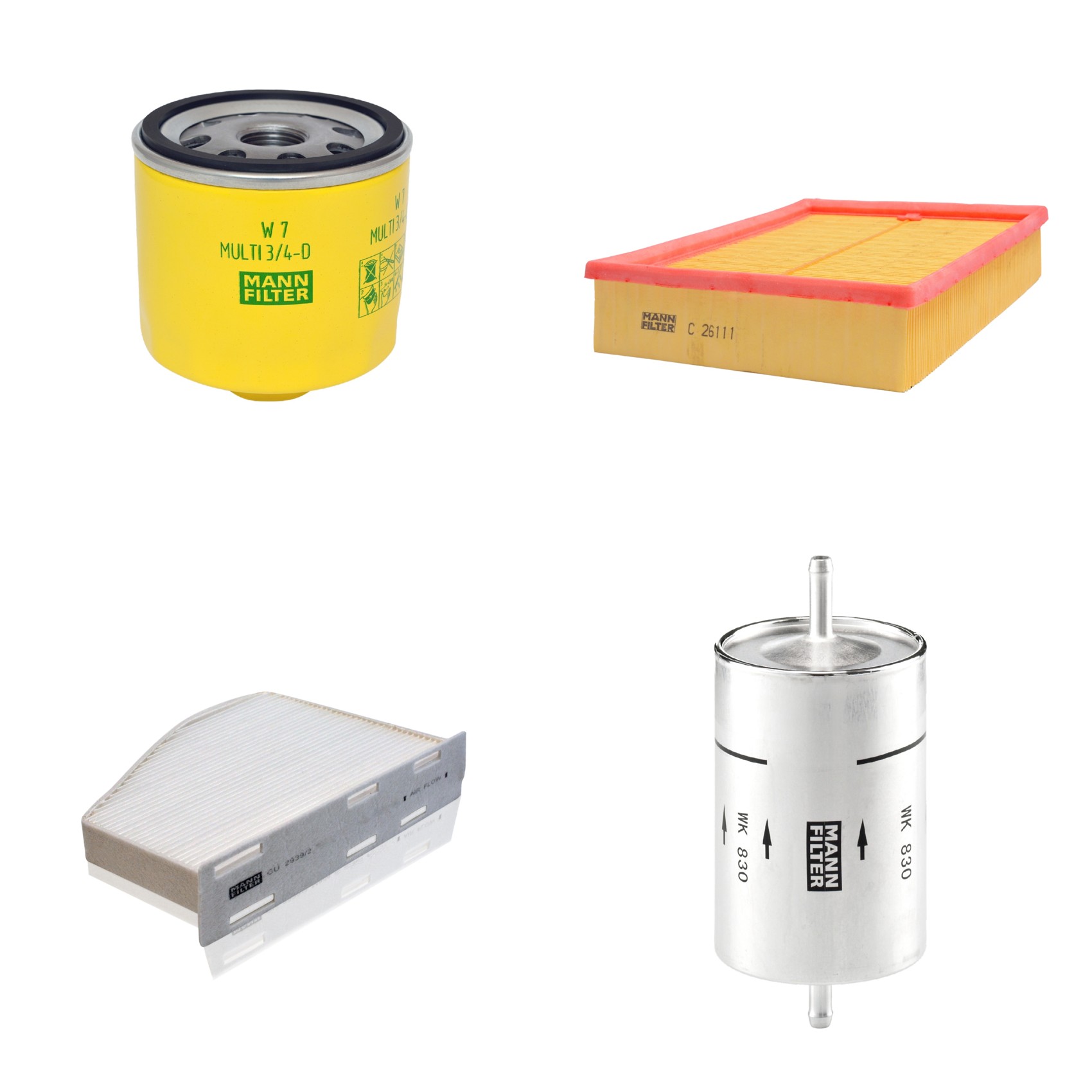 Kit Filtros de Ar Combustível Cabine Ar Condicionado Óleo - Mann-Filter - C26111 - CU2939/2 - W7MULTI3/4-D - WK830
