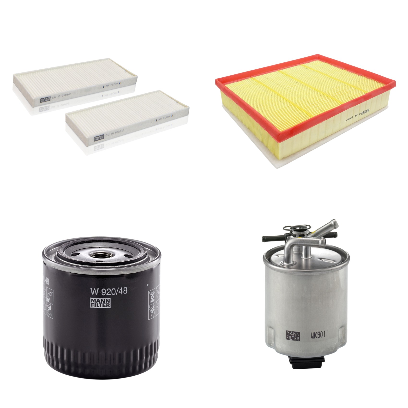 Kit Filtros de Ar Combustível Cabine Ar Condicionado Óleo - Mann-Filter - C21015/1 - CU10010/1-2 - W920/48 - WK9011