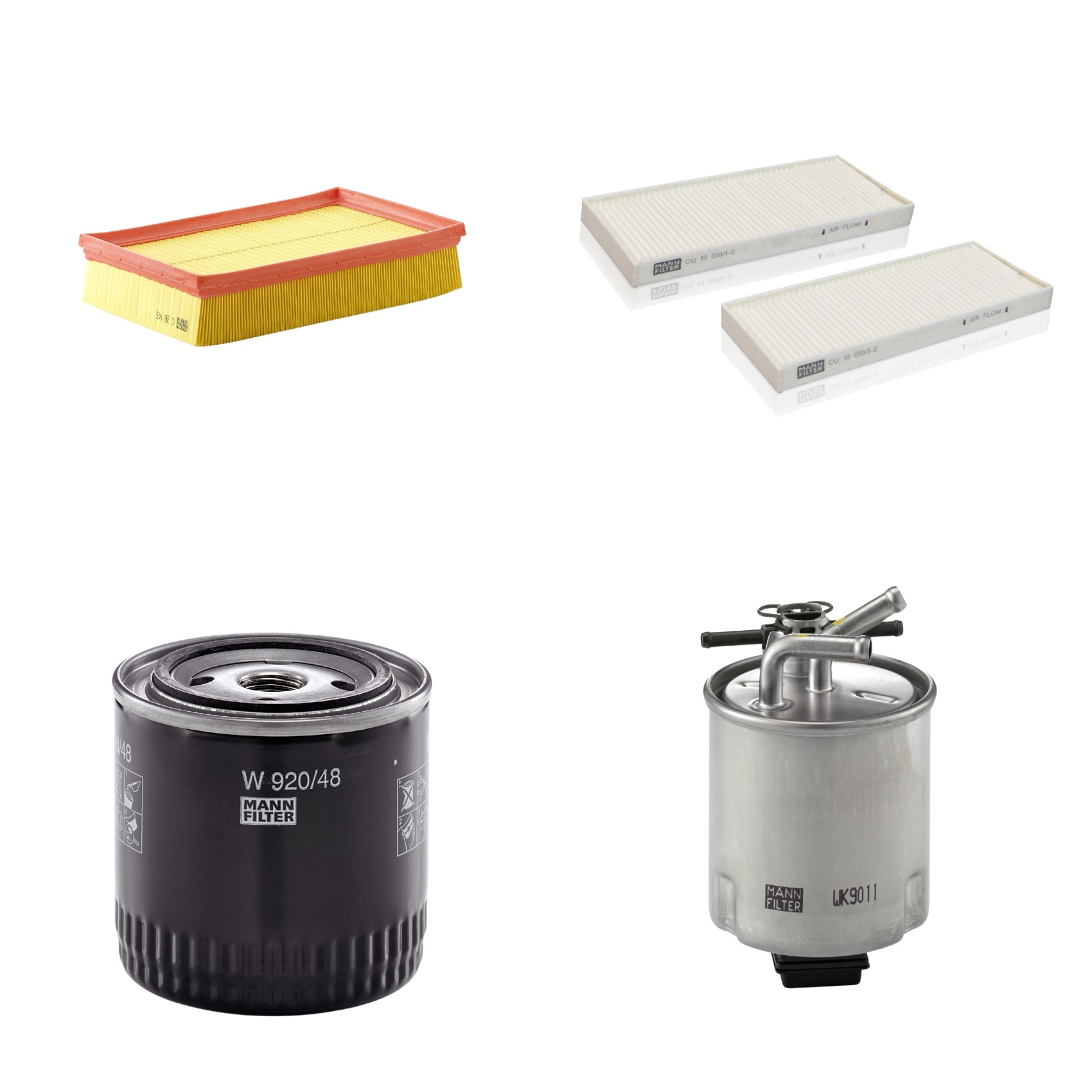 Kit Filtros de Ar Combustível Cabine Ar Condicionado Óleo - Mann-Filter - C28145 - CU10010/1-2 - W920/48 - WK9011